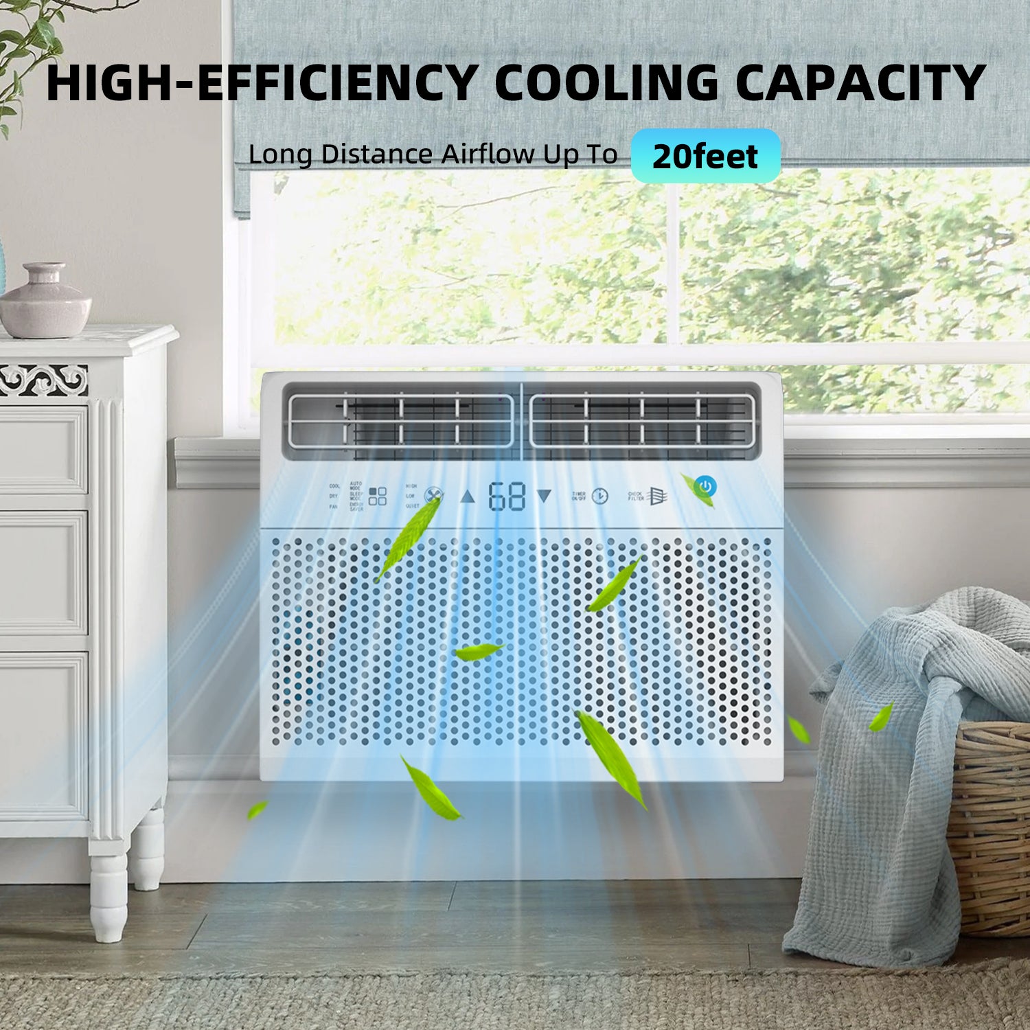 Cowsar Quiet Window Air Conditioner 10,000/1,2000 BTU, Window AC Unit Cooling Room 450-550sq.ft