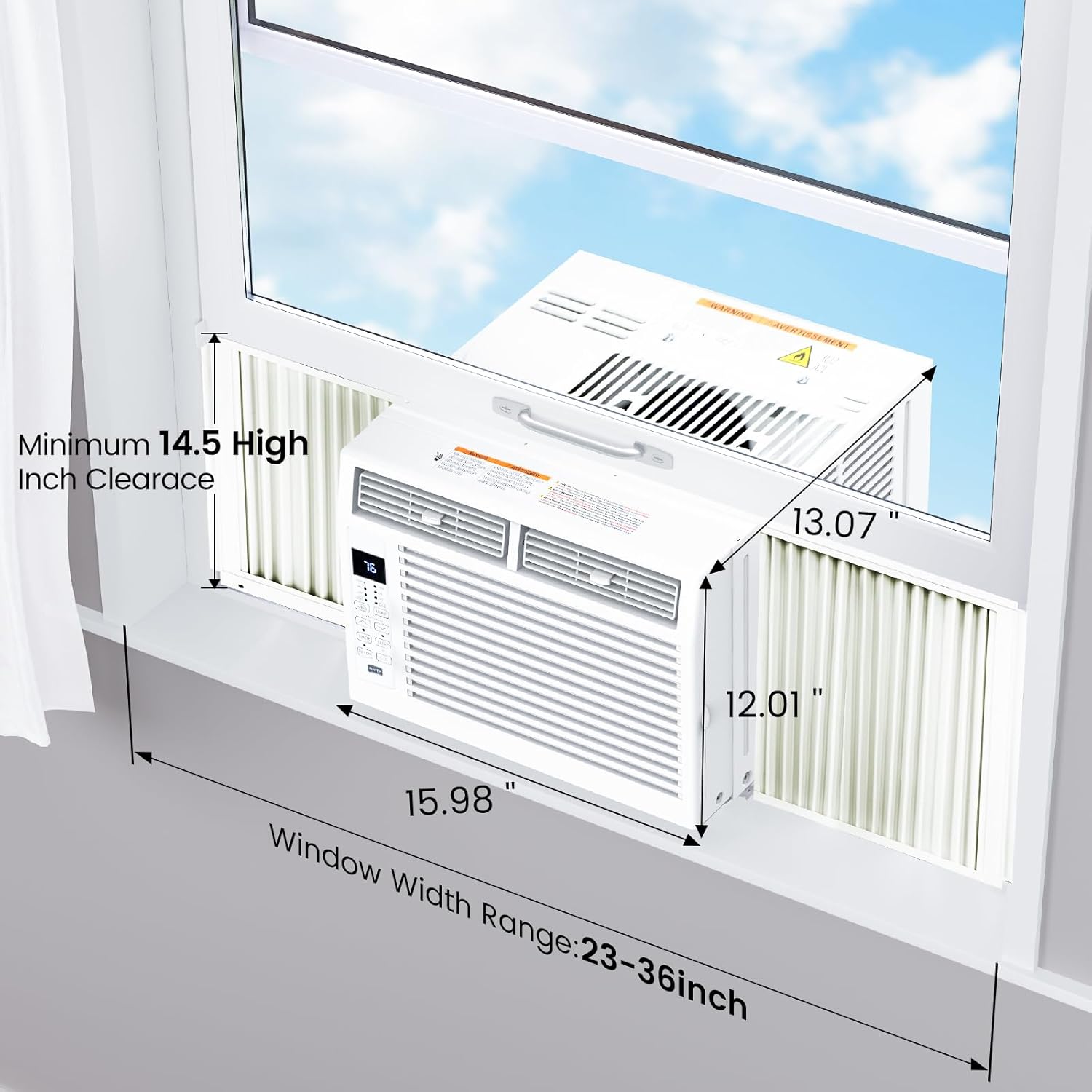 Quiet Window Air Conditioner 6000/10,000/1,2000 BTU, Window AC Unit Cooling Room 450sq.ft