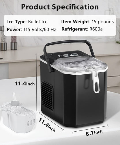 COWSAR 26 Lb. Daily Production Bullet Clear Ice Portable Ice Maker Cowsar