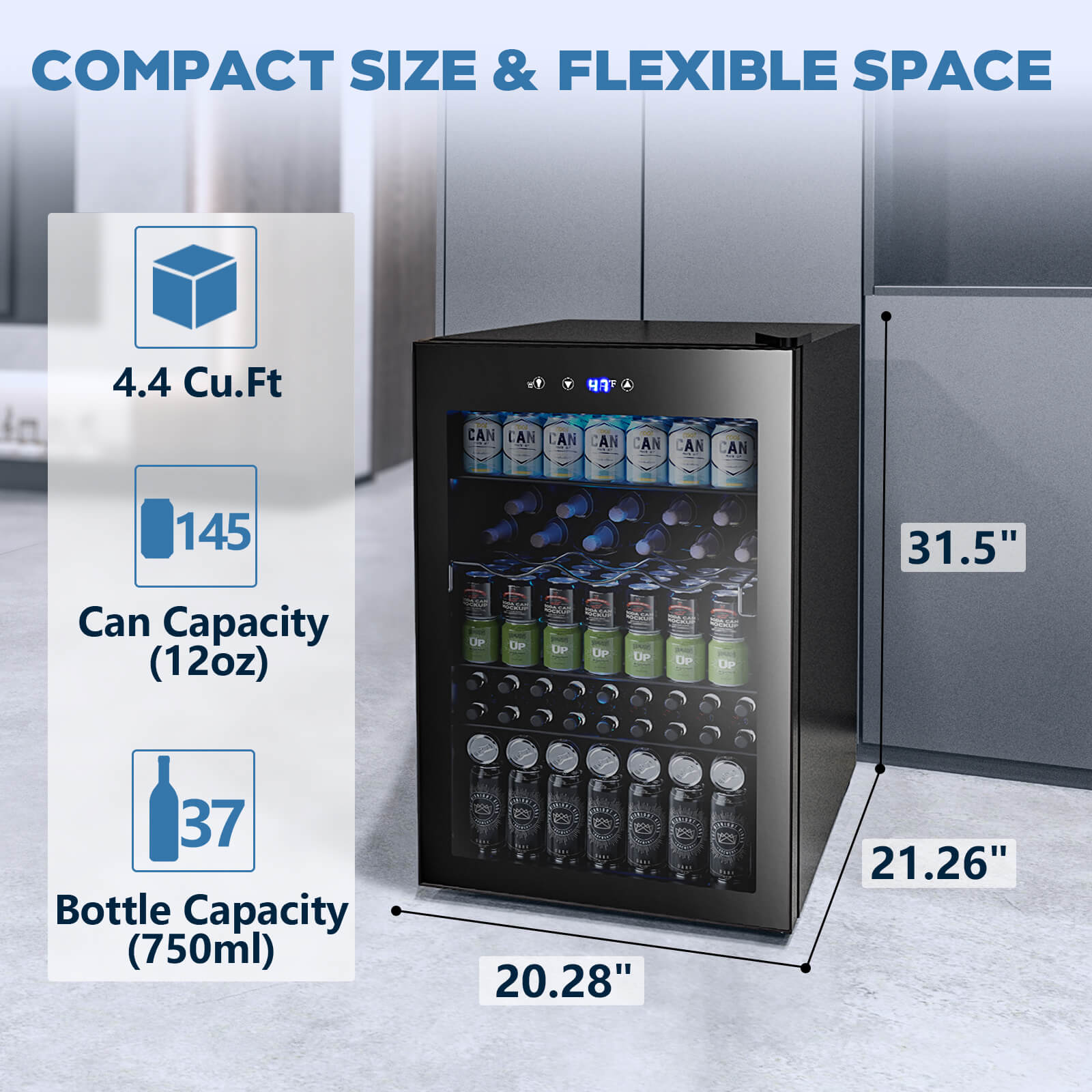 COWSAR 4.4/3.2/2.6 Cu.Ft Beverage Refrigerator Cooler, Reversible door