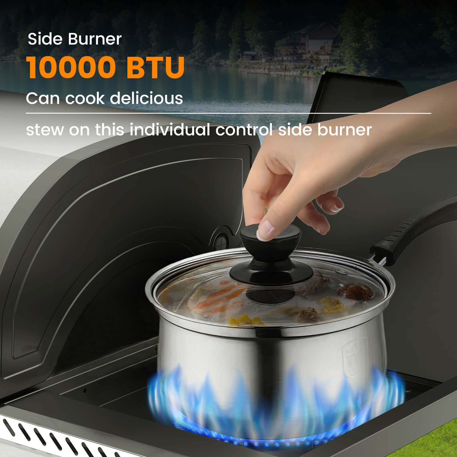 3+1/4+1 Burner Freestanding Propane Gas Grill With Side Burner And Cabinet