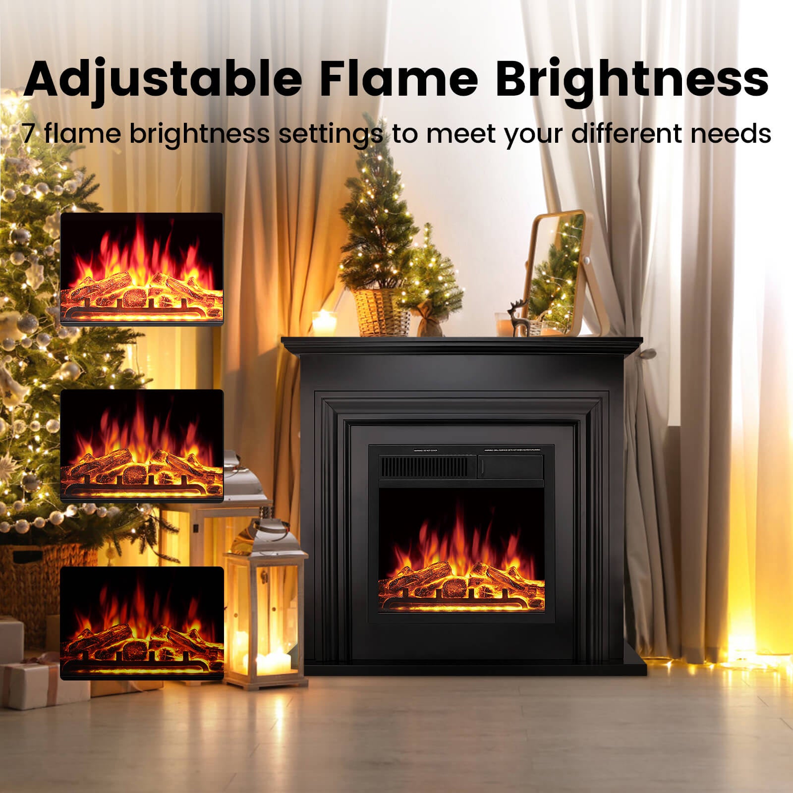 Cowsar 36" Electric Fireplace with Mantel Package 750W/1500W