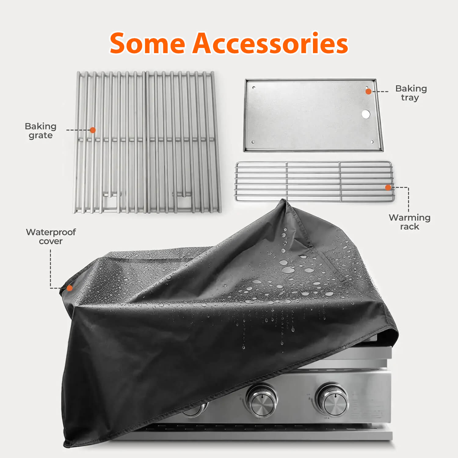 Cowsar 28" Built-In Propane Gas Grill, 4-Burner, 32,000 BTU, 516 sq.in, Heavy-Duty 304 Stainless Steel