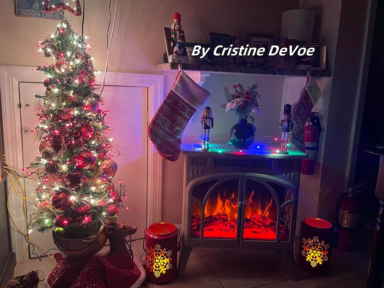 Electric Fireplace Stove Heater with 3D Logs