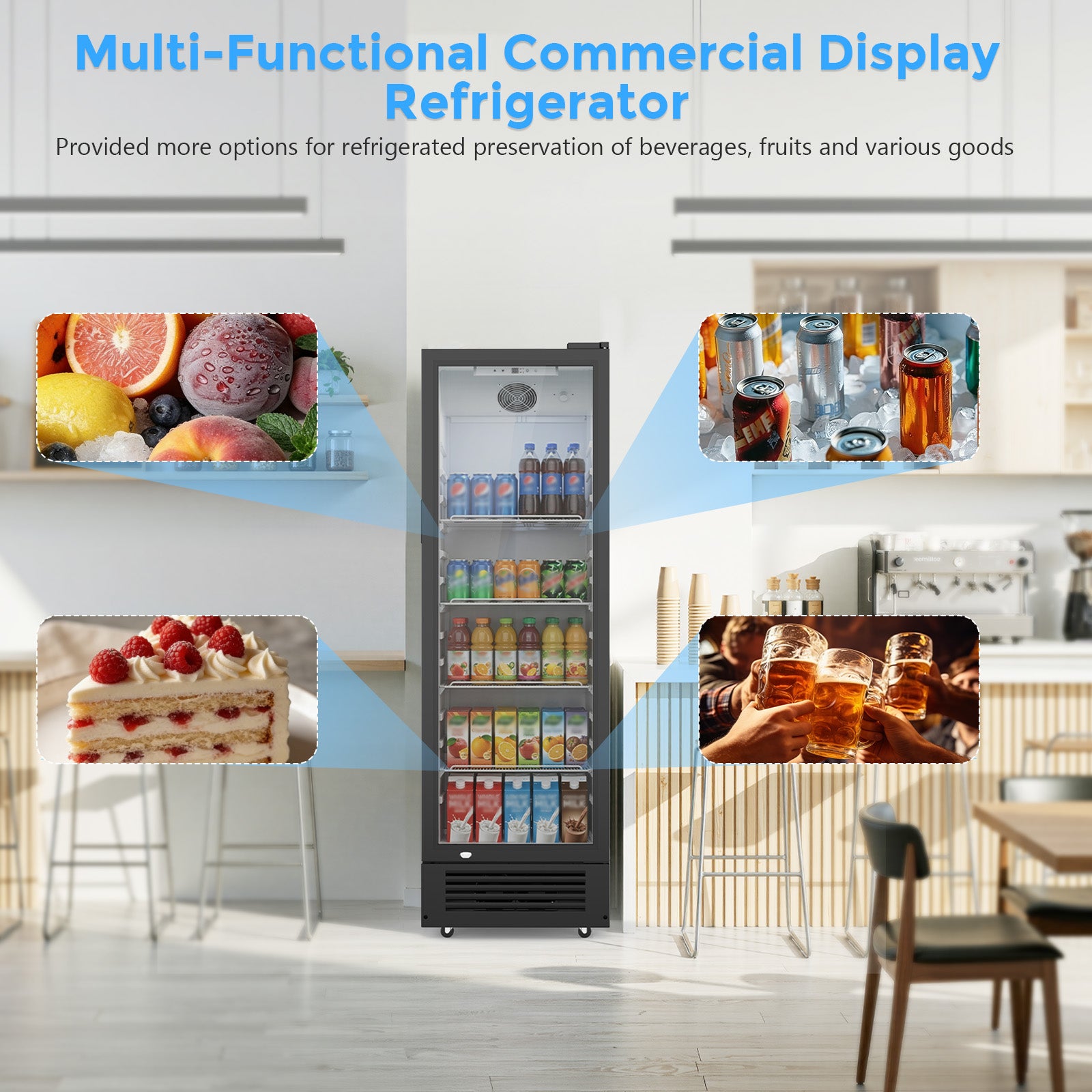 Cowsar 9 cu. ft. Commercial Glass Door Refrigerator – Frost-Free Display Cooler