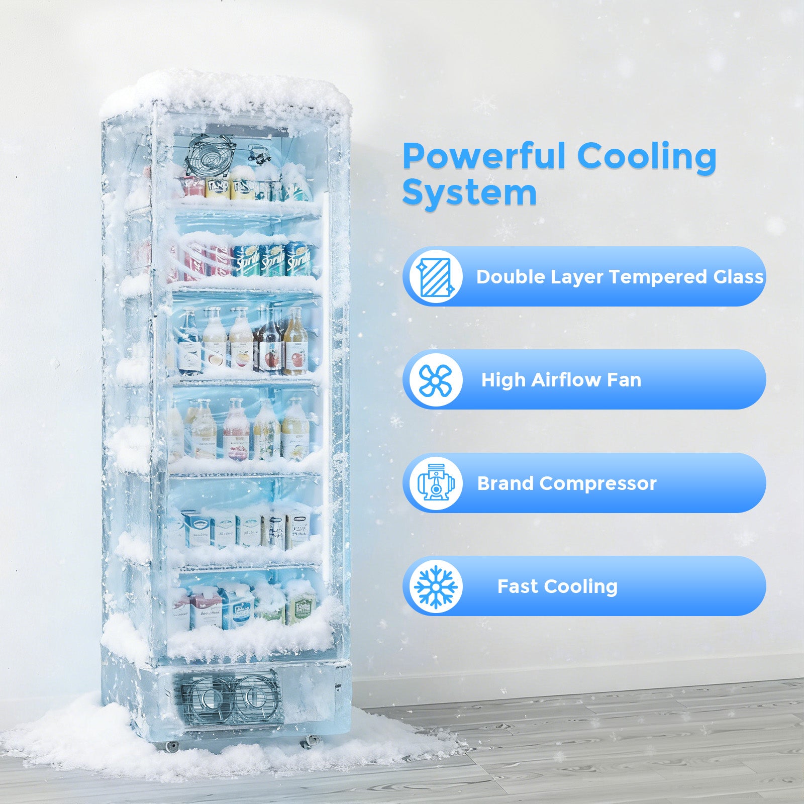 Cowsar 9 cu. ft. Commercial Glass Door Refrigerator – Frost-Free Display Cooler