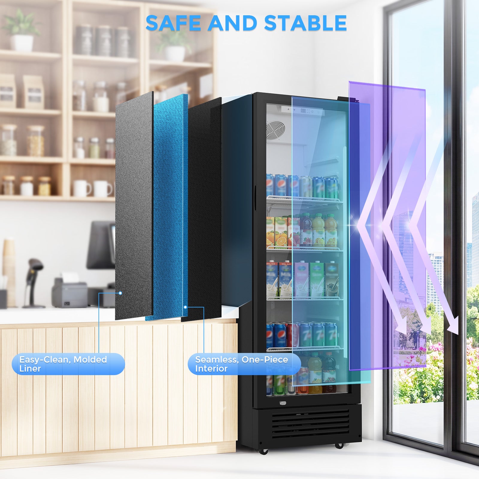 Cowsar 9 cu. ft. Commercial Glass Door Refrigerator – Frost-Free Display Cooler