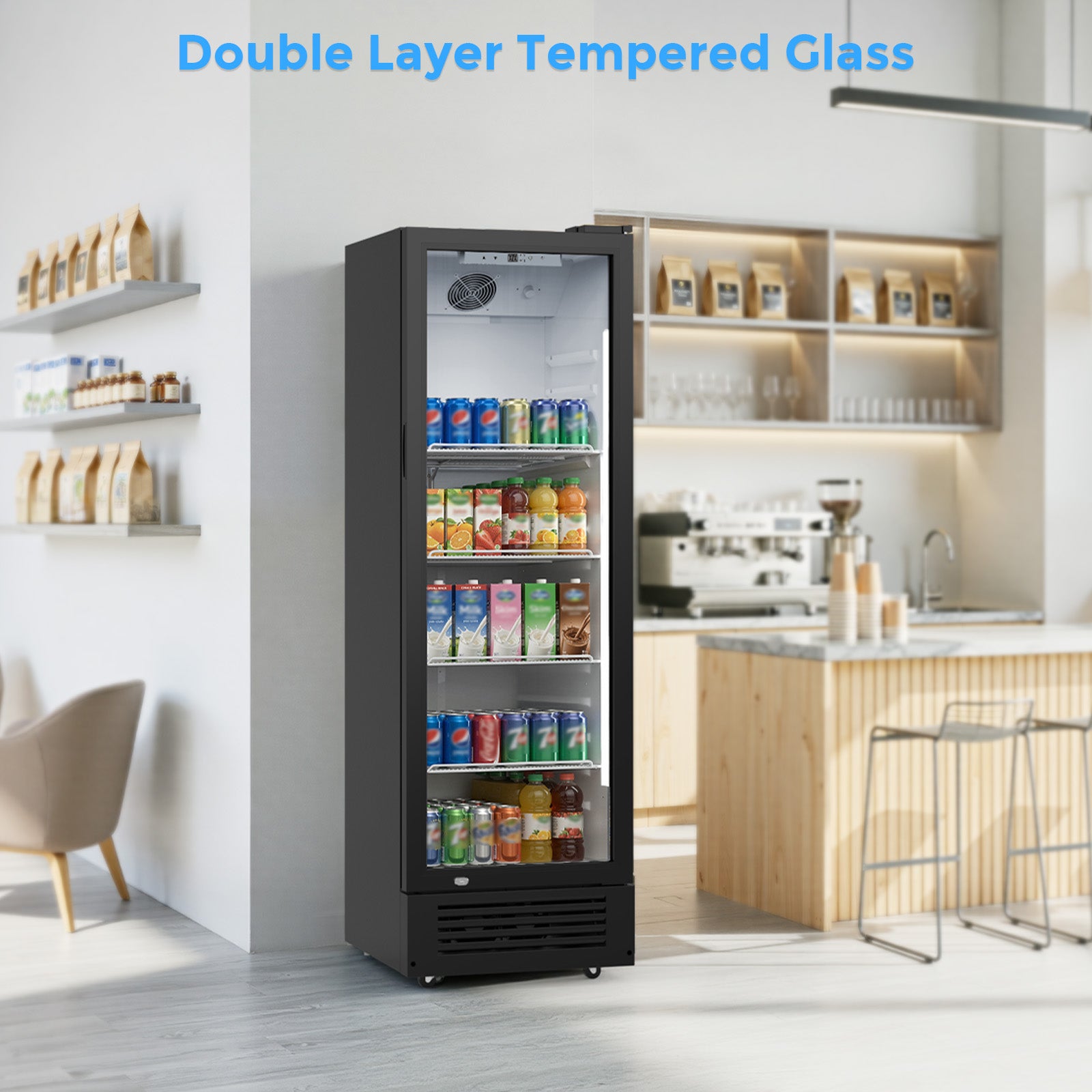 Cowsar 9 cu. ft. Commercial Glass Door Refrigerator – Frost-Free Display Cooler