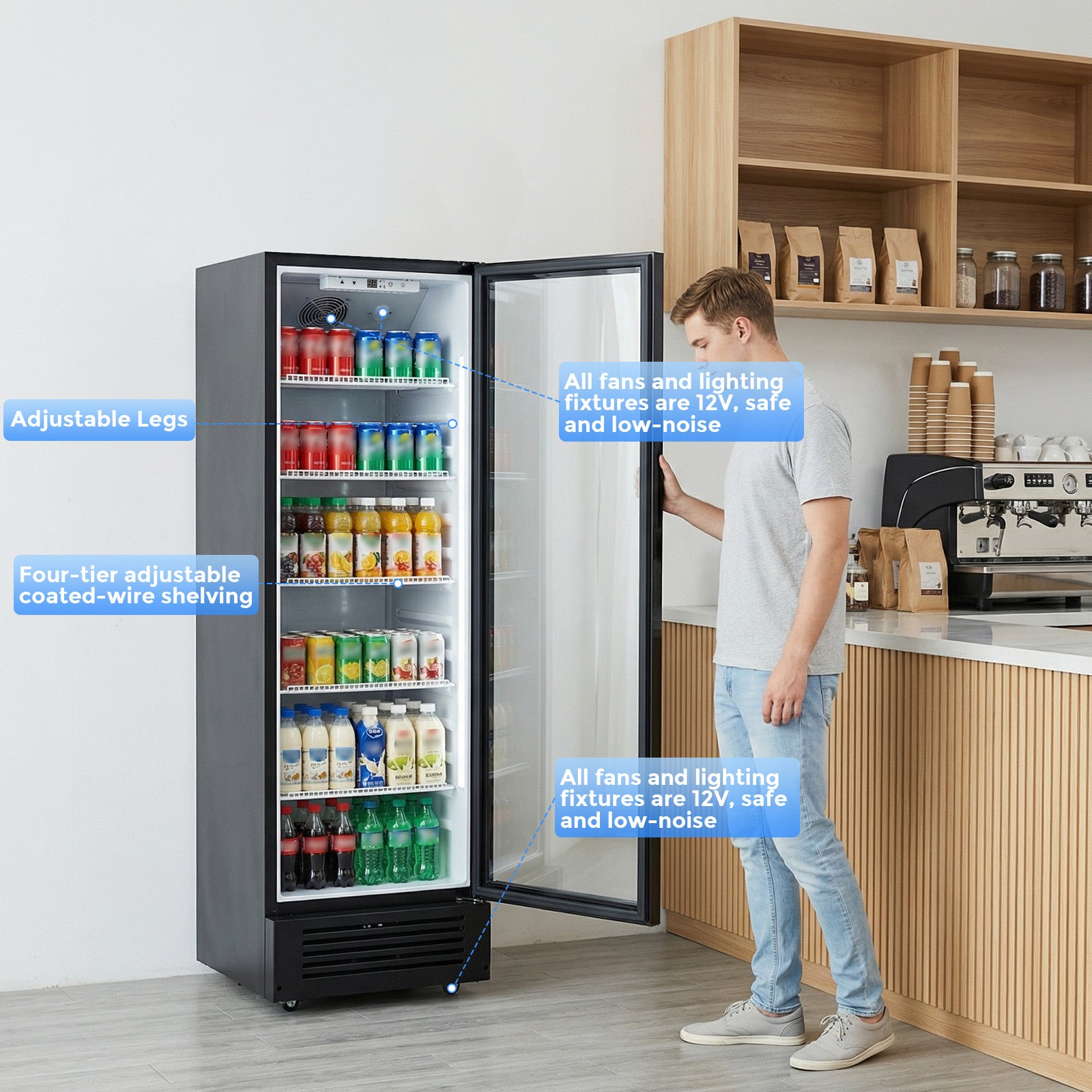 Cowsar 9 cu. ft. Commercial Glass Door Refrigerator – Frost-Free Display Cooler