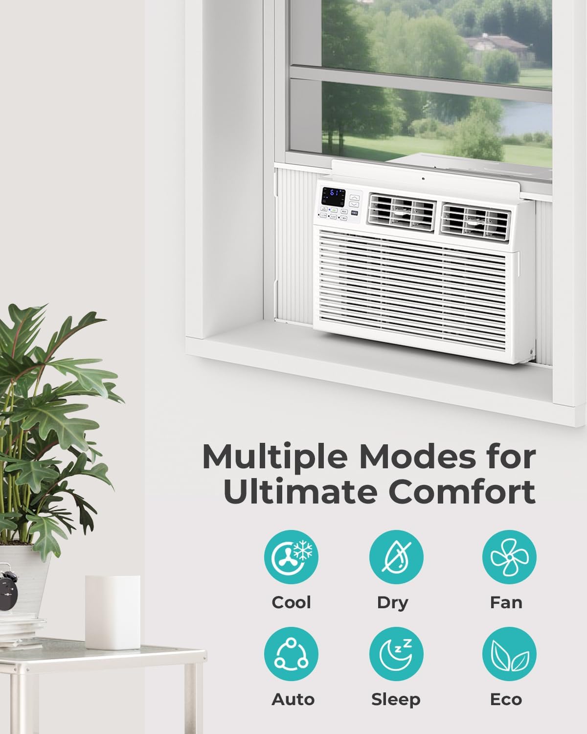 COWSAR U-Shaped Window Air Conditioner 8000-10000–12000 BTU, Quiet Smart AC with Remote & Timer, Cools 450–550 Sq.Ft.