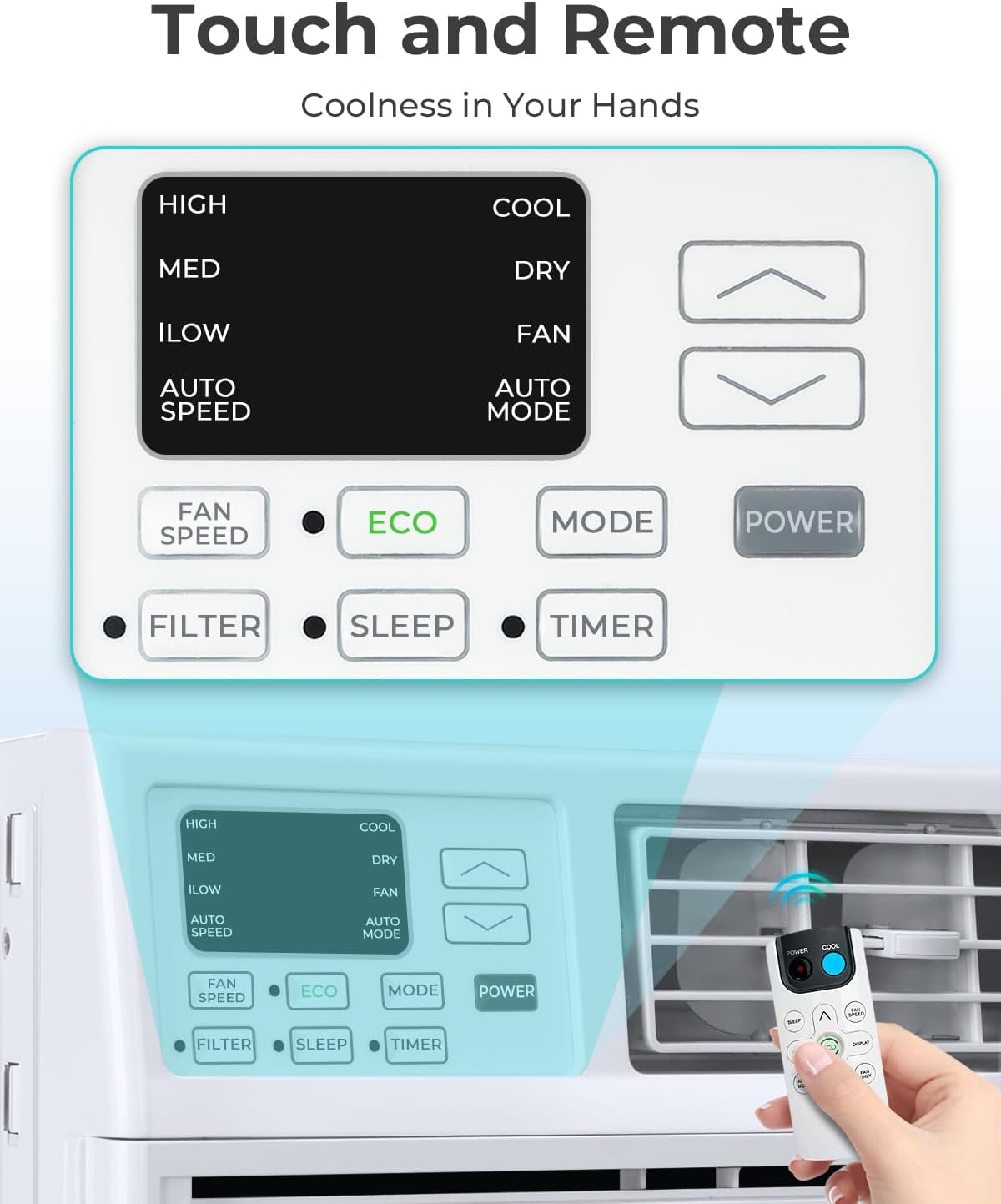 COWSAR U-Shaped Window Air Conditioner 8000-10000–12000 BTU, Quiet Smart AC with Remote & Timer, Cools 450–550 Sq.Ft.