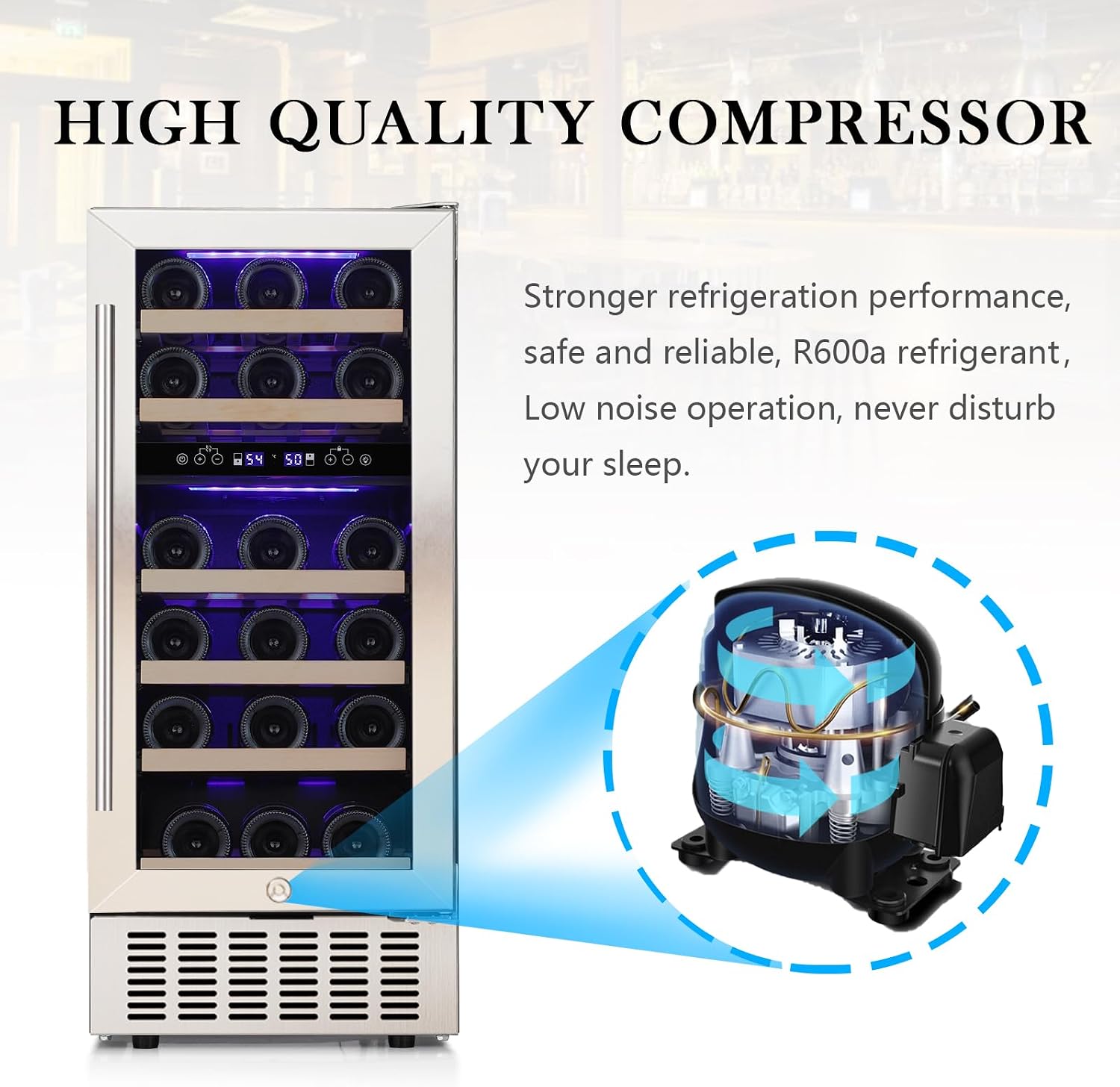 COWSAR 15 Inch 28 Bottle Dual Zone Wine Cooler Refrigerator with Safety Lock