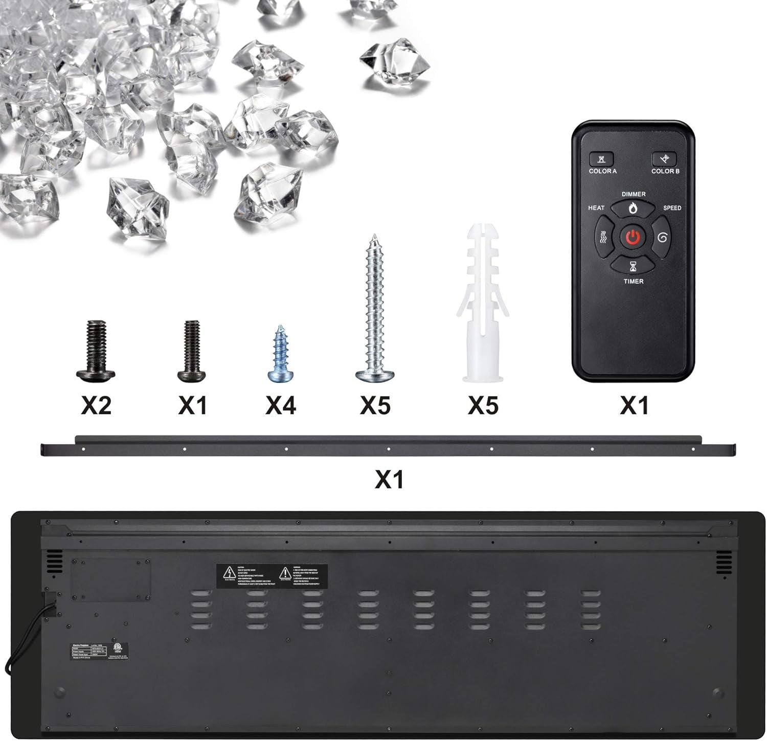 Electric Fireplace Insert 30/36/42/50/60/68 Inch 750W/1500W