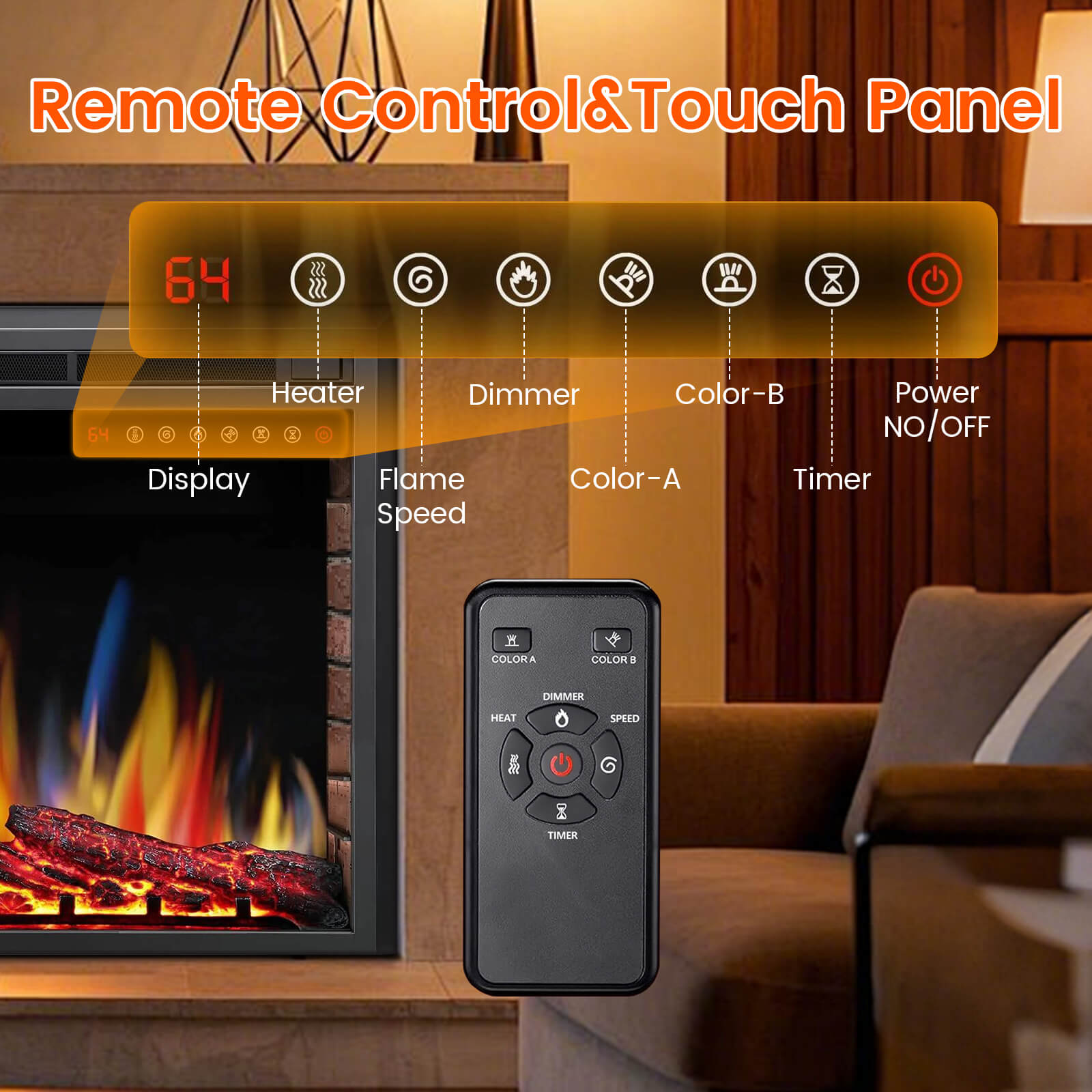 Cowsar 36/39 Inch Electric Fireplace Insert 750W/1500W