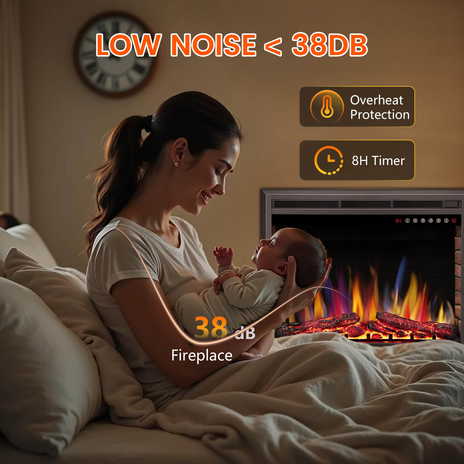 Cowsar 36/39 Inch Electric Fireplace Insert 750W/1500W