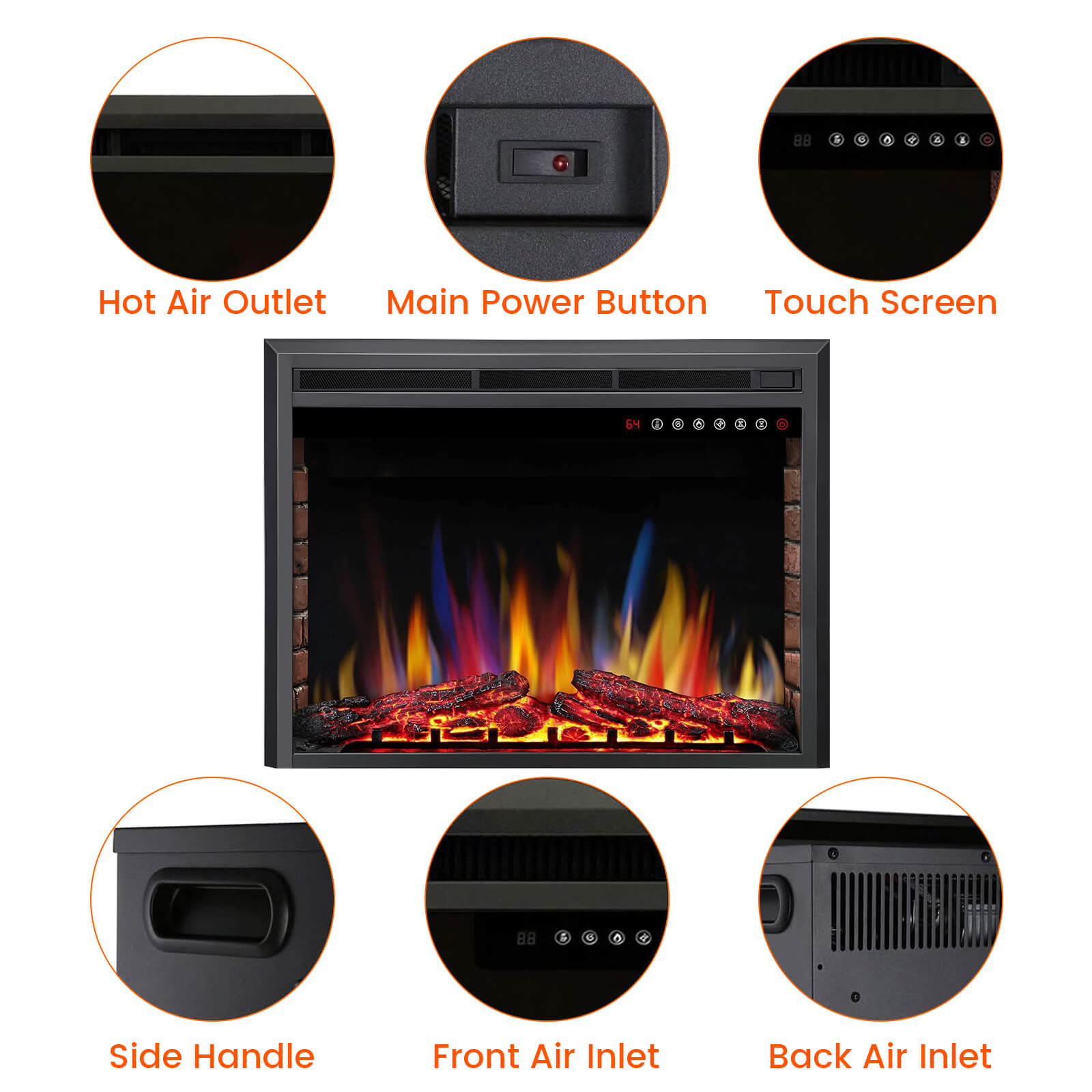 Cowsar 36/39 Inch Electric Fireplace Insert 750W/1500W