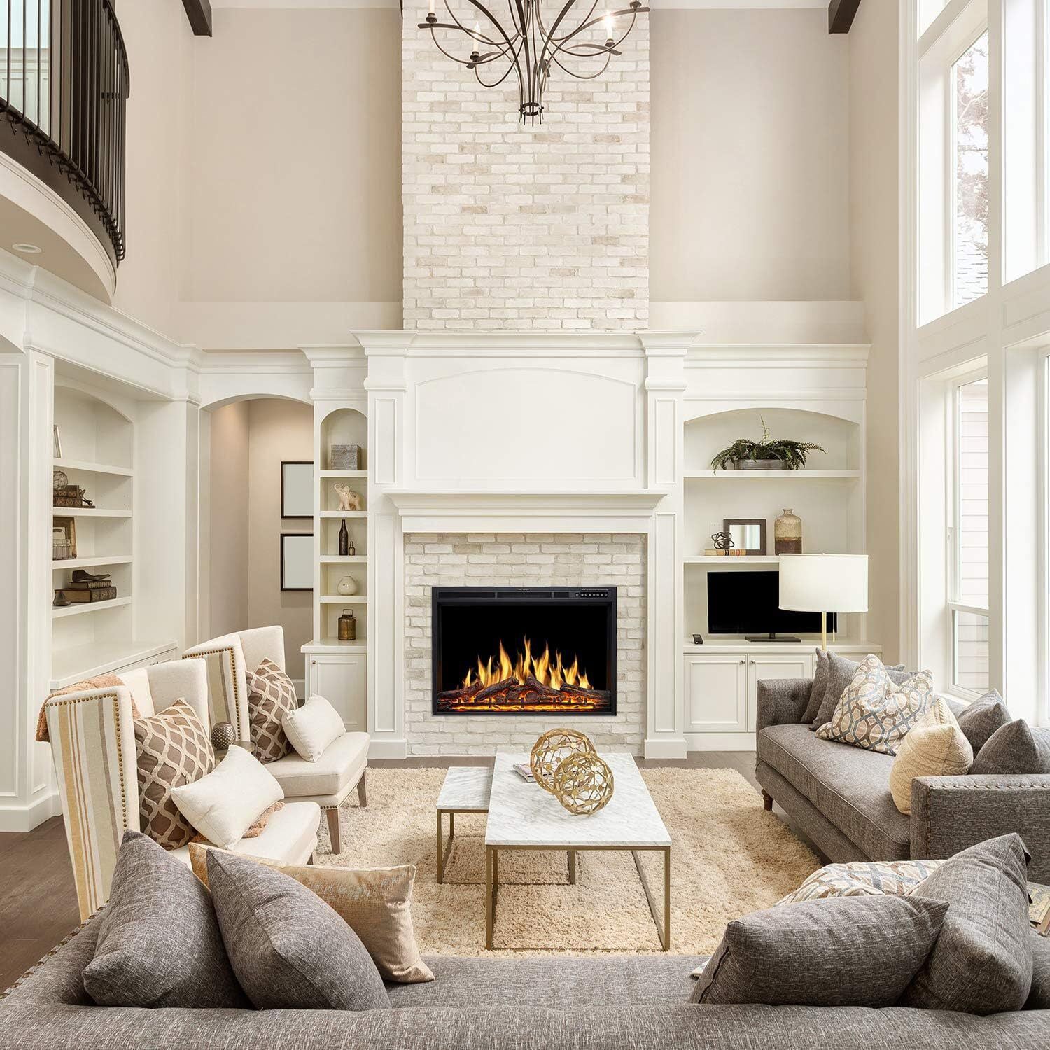 Electric Fireplace Insert 37'' 750W/1500W