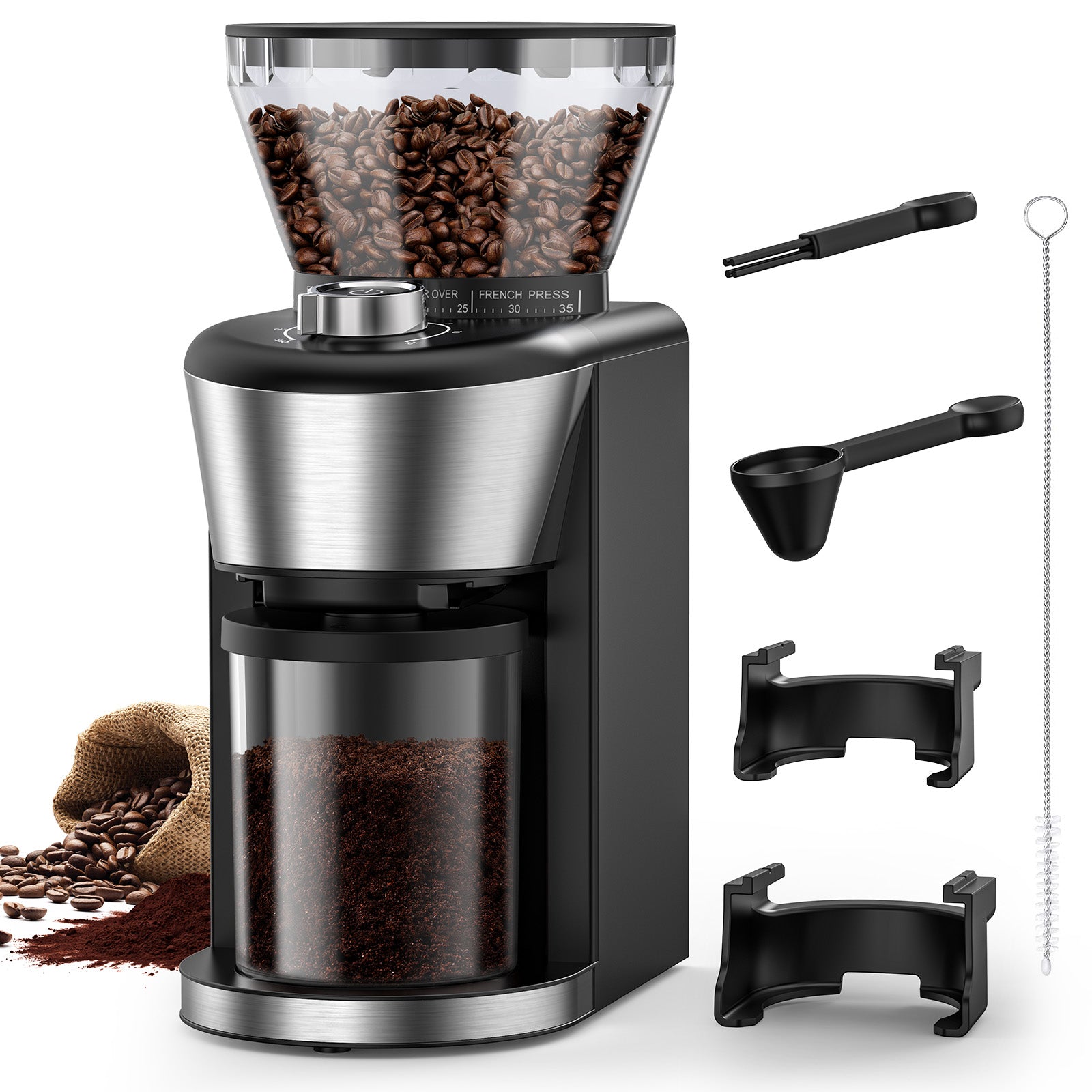 Automatic Coffee Grinder One-Touch,2-12 Cup Dose Selection