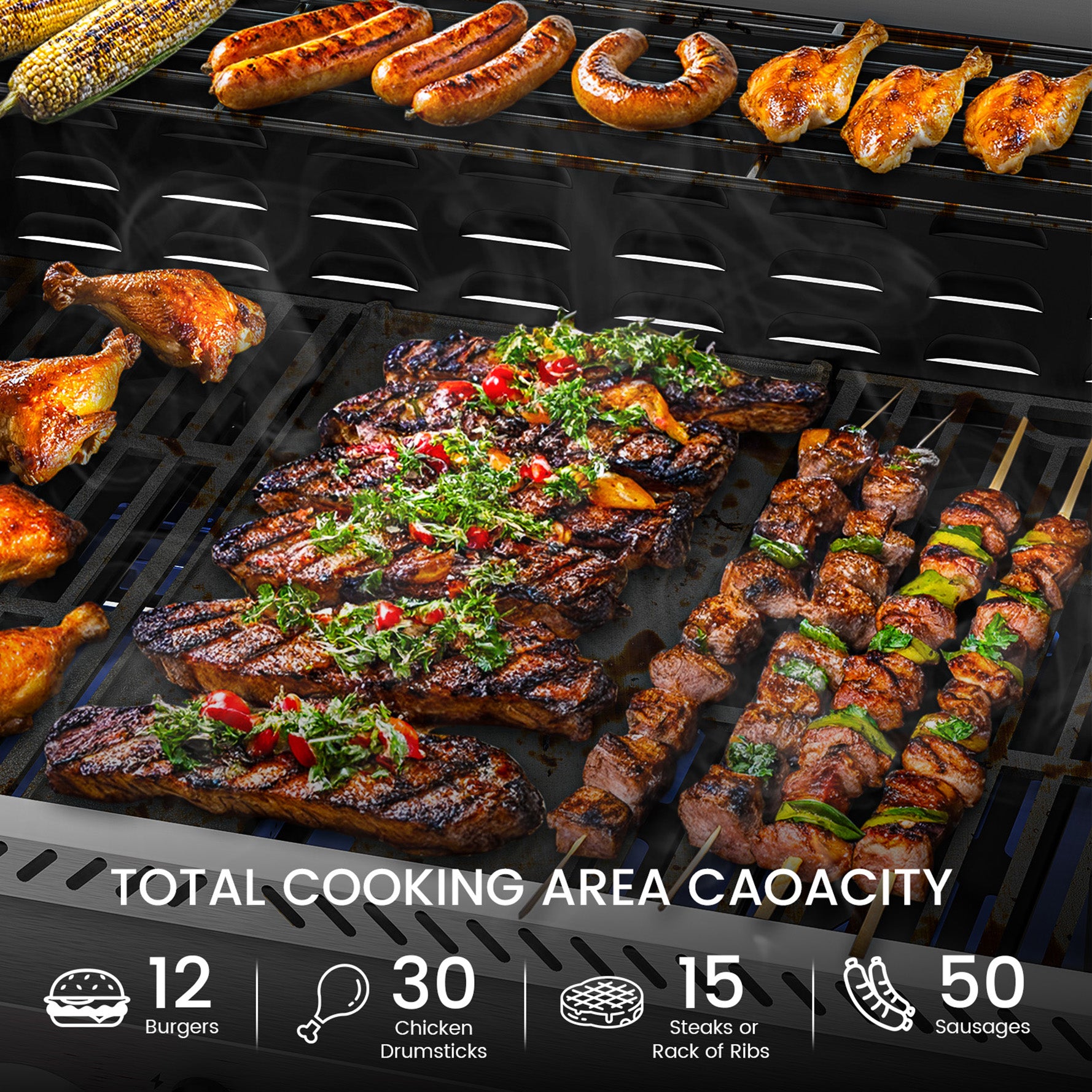 3+1/4+1 Burner Freestanding Propane Gas Grill With Side Burner And Cabinet