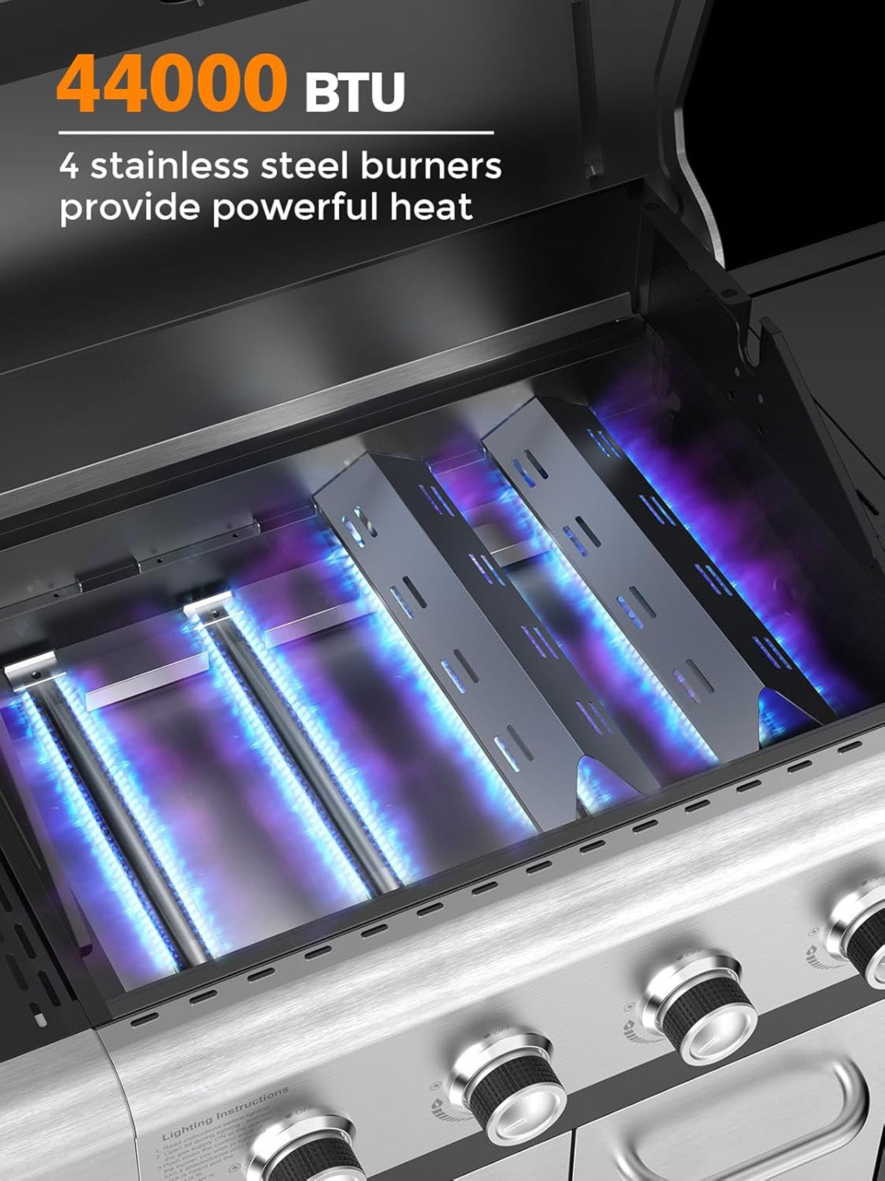 4-Burner BBQ Propane Gas Grill with Side Burner, 54000 BTU