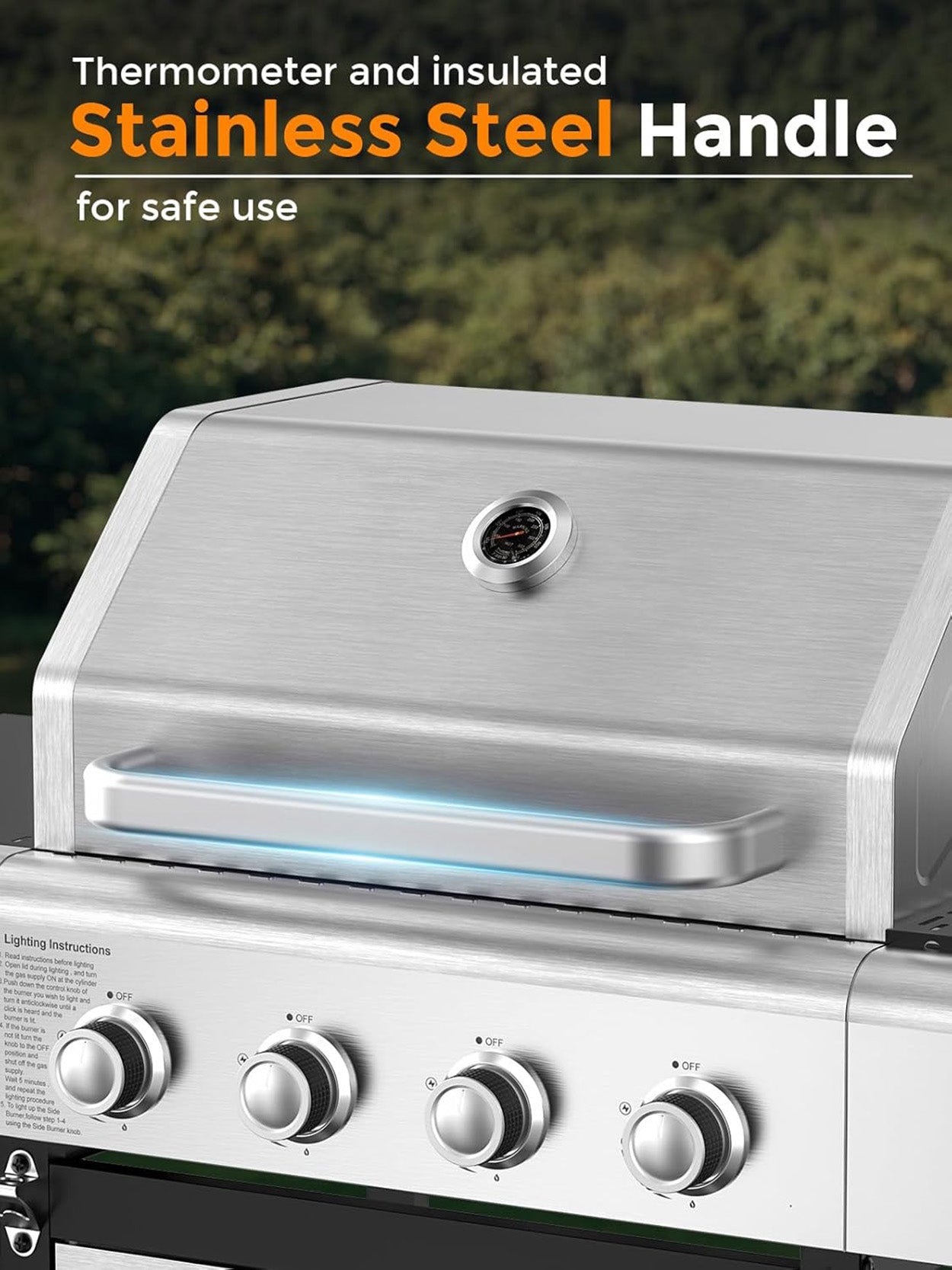 4-Burner BBQ Propane Gas Grill with Side Burner, 54000 BTU