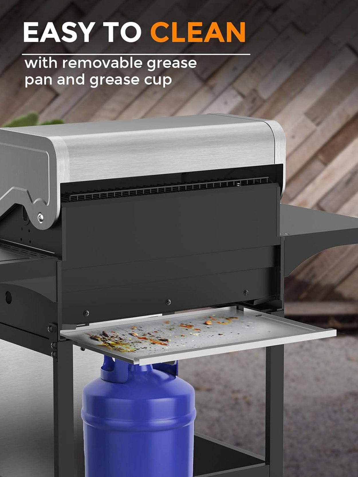 4-Burner BBQ Propane Gas Grill with Side Burner, 54000 BTU