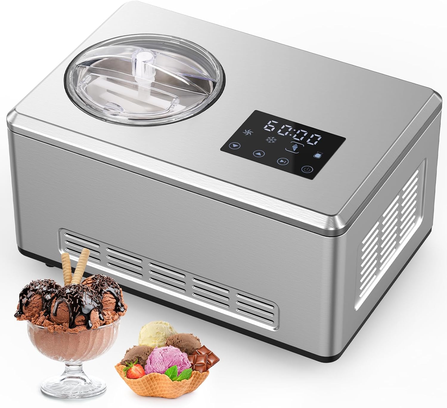 2.1 Multifunctional Quart Ice Cream Maker, Silent Smart