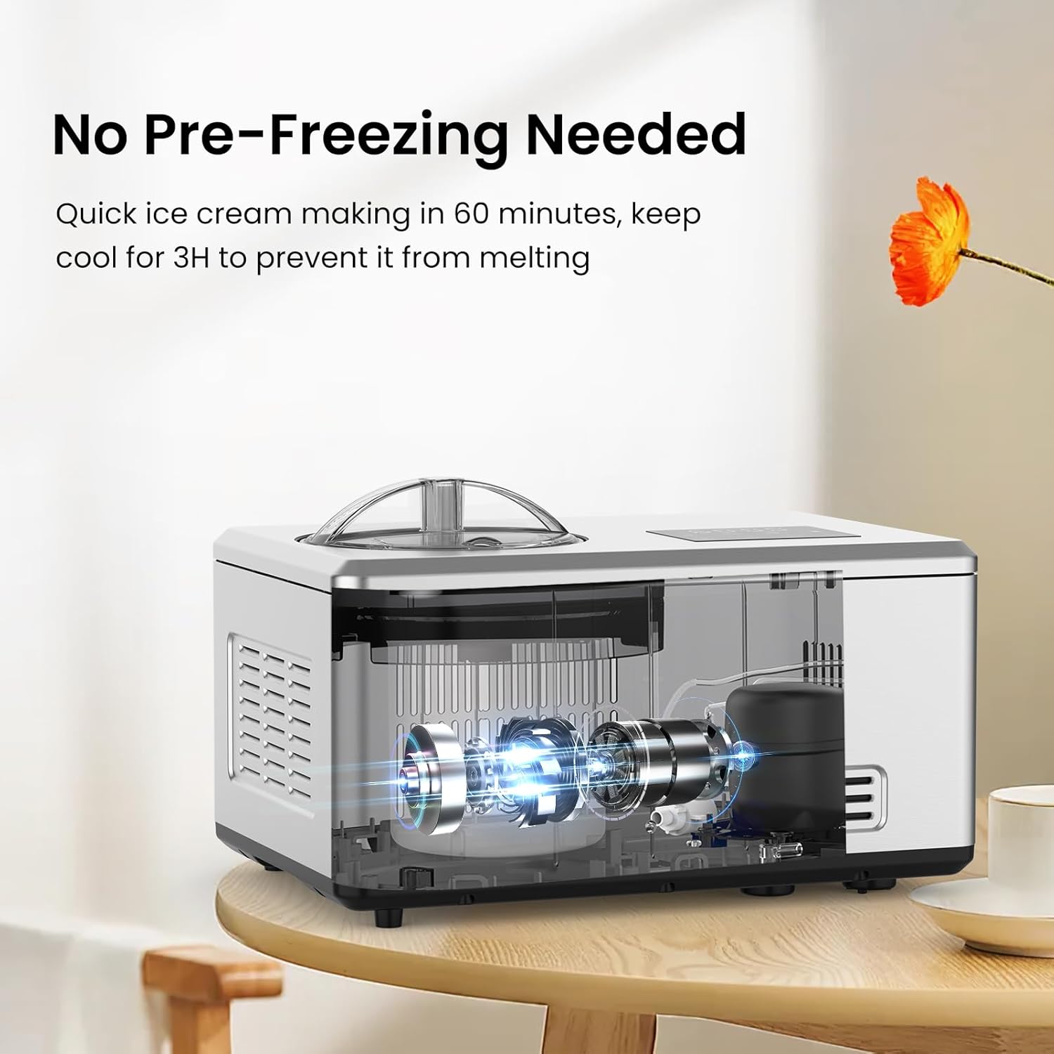 2.1 Multifunctional Quart Ice Cream Maker, Silent Smart