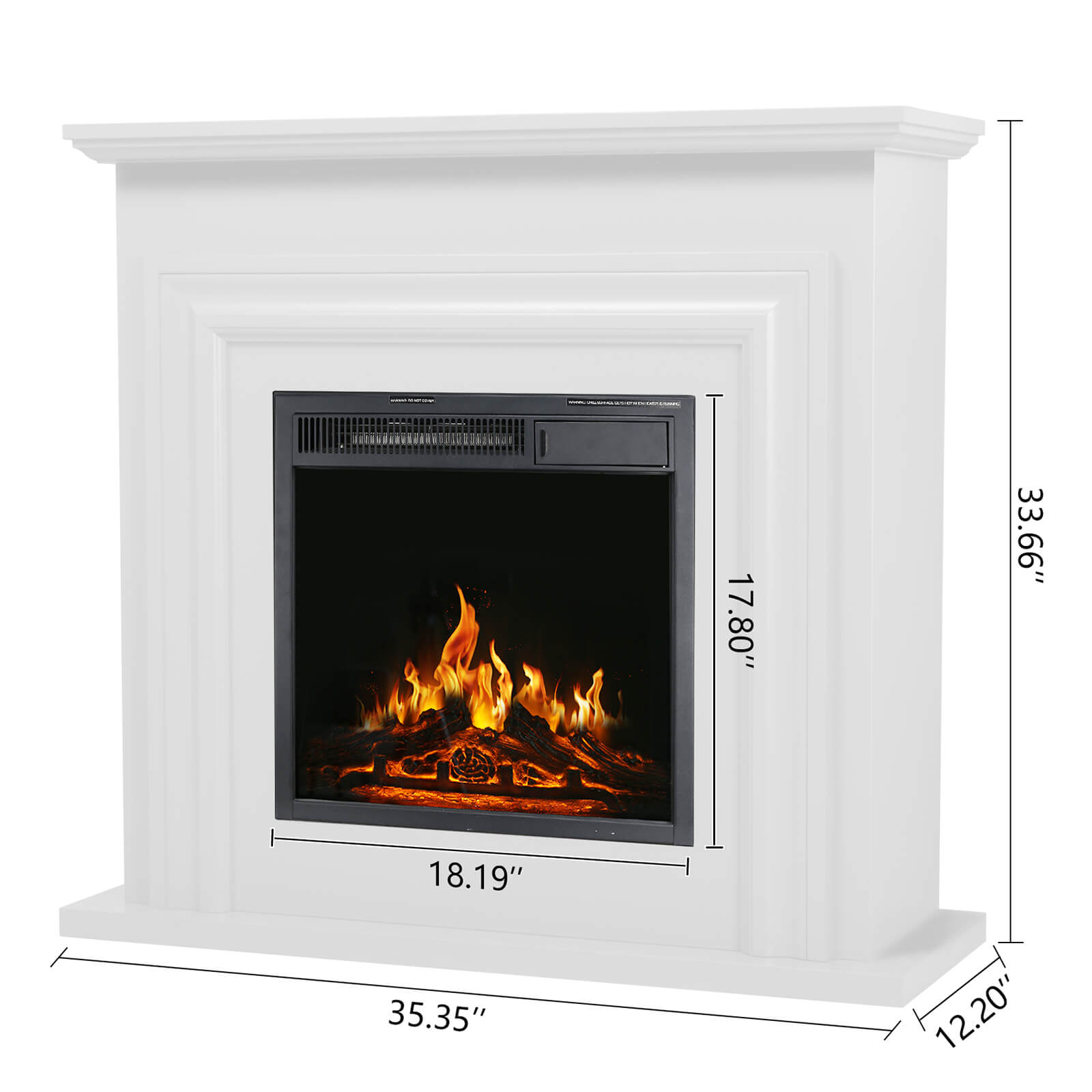 36" Electric Fireplace with Mantel Package 750W/1500W