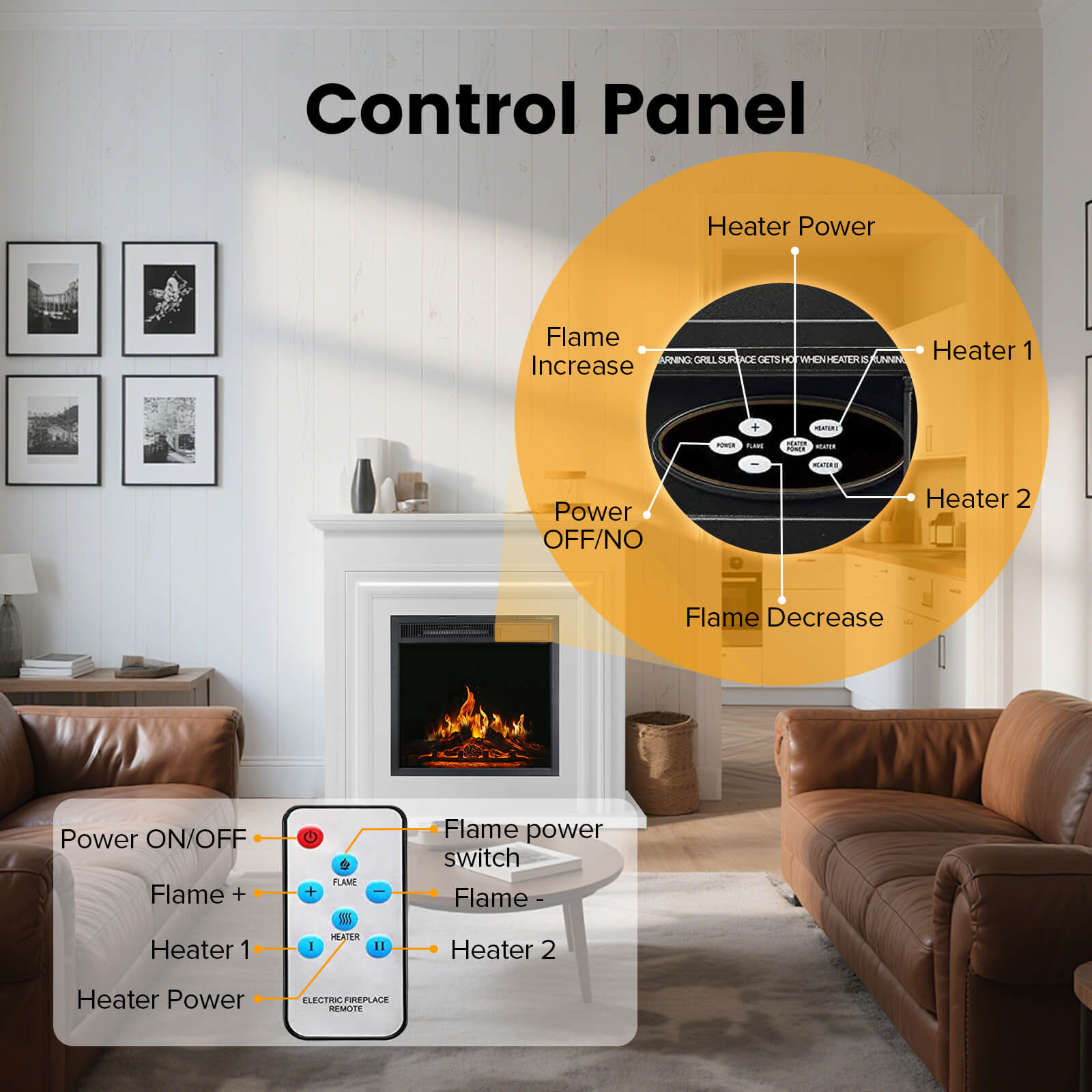 36" Electric Fireplace with Mantel Package 750W/1500W
