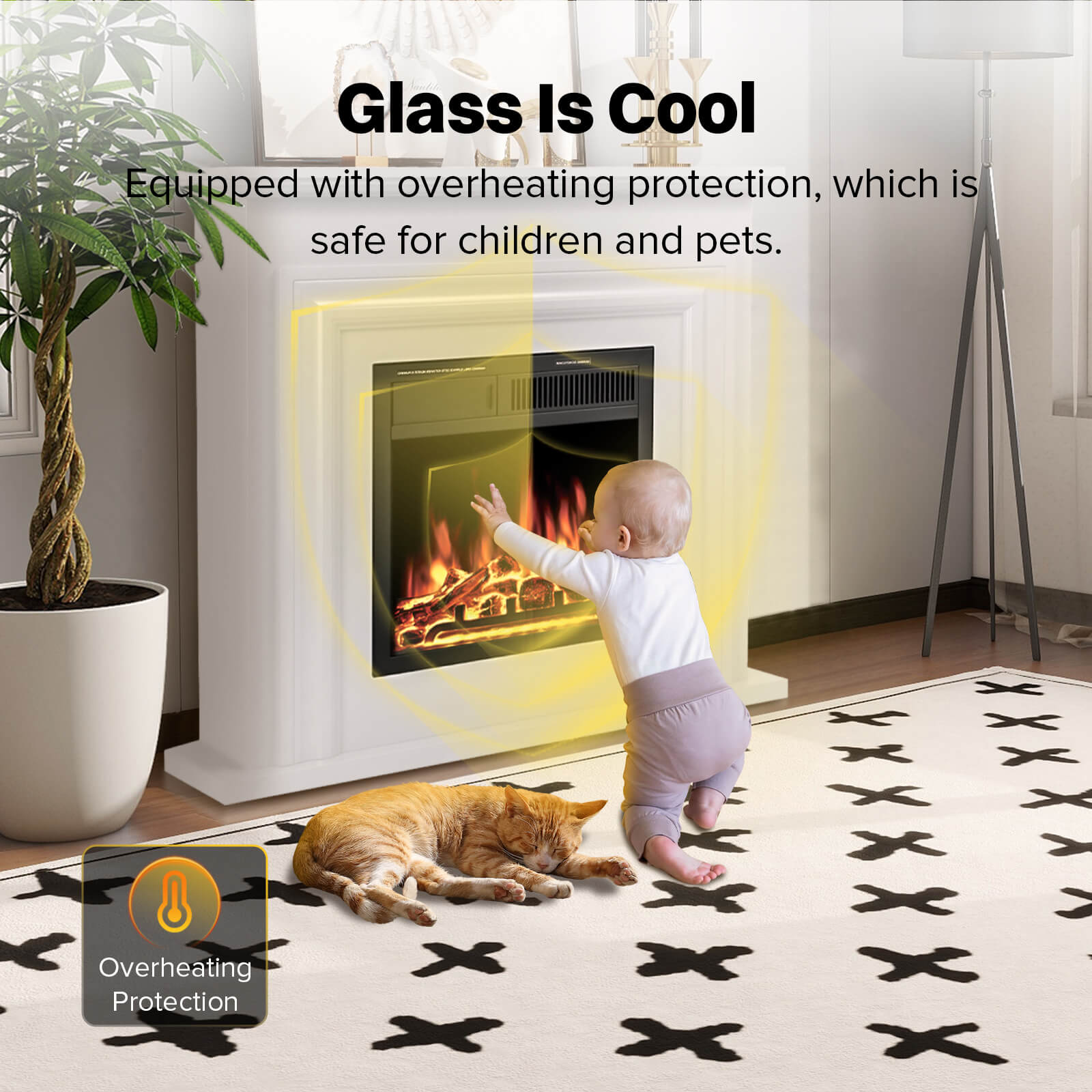 36" Electric Fireplace with Mantel Package 750W/1500W