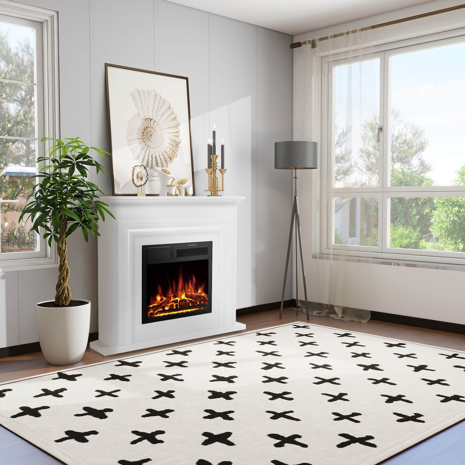 36" Electric Fireplace with Mantel Package 750W/1500W