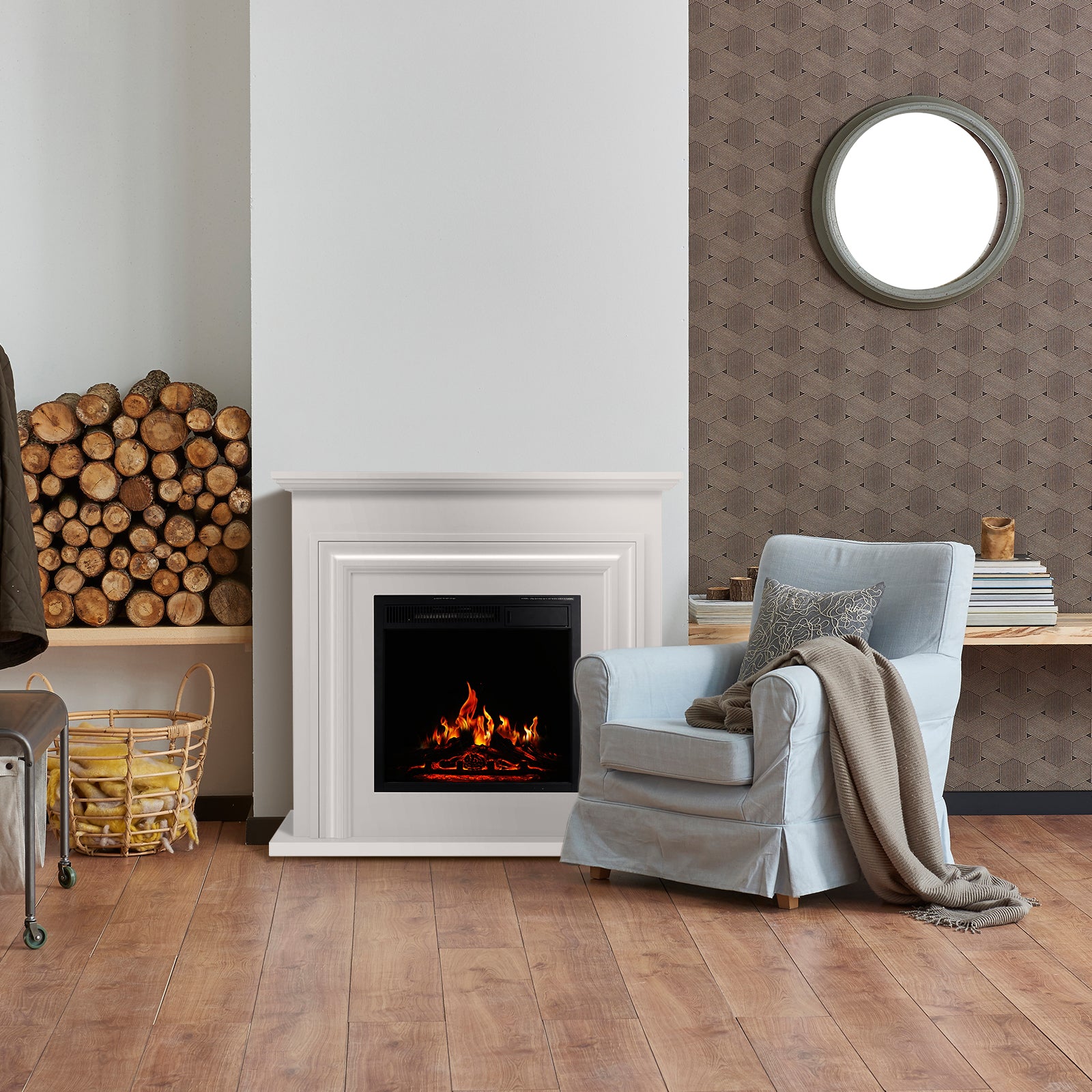 36" Electric Fireplace with Mantel Package 750W/1500W