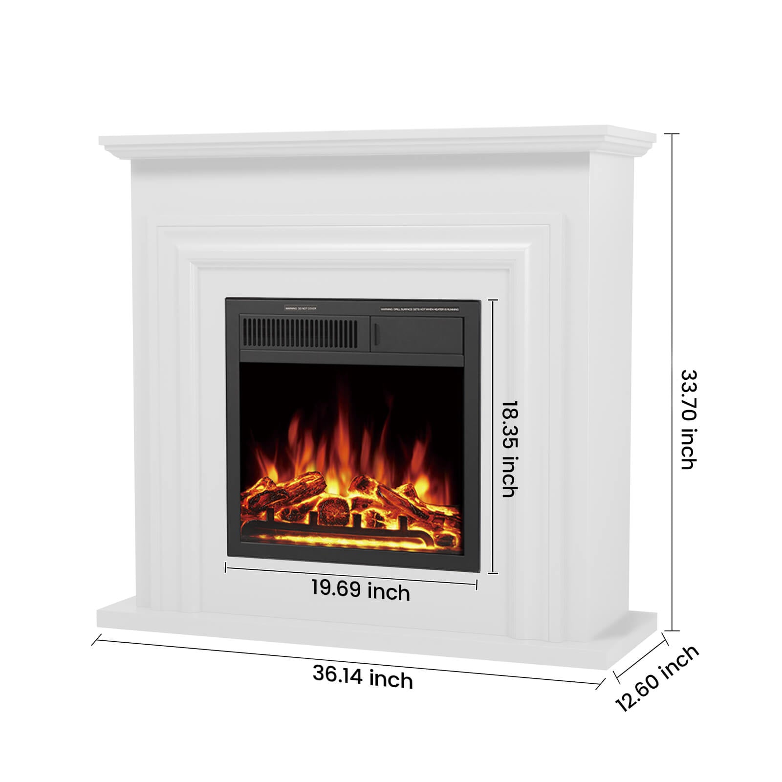 Cowsar 36" Electric Fireplace with Mantel Package 750W/1500W