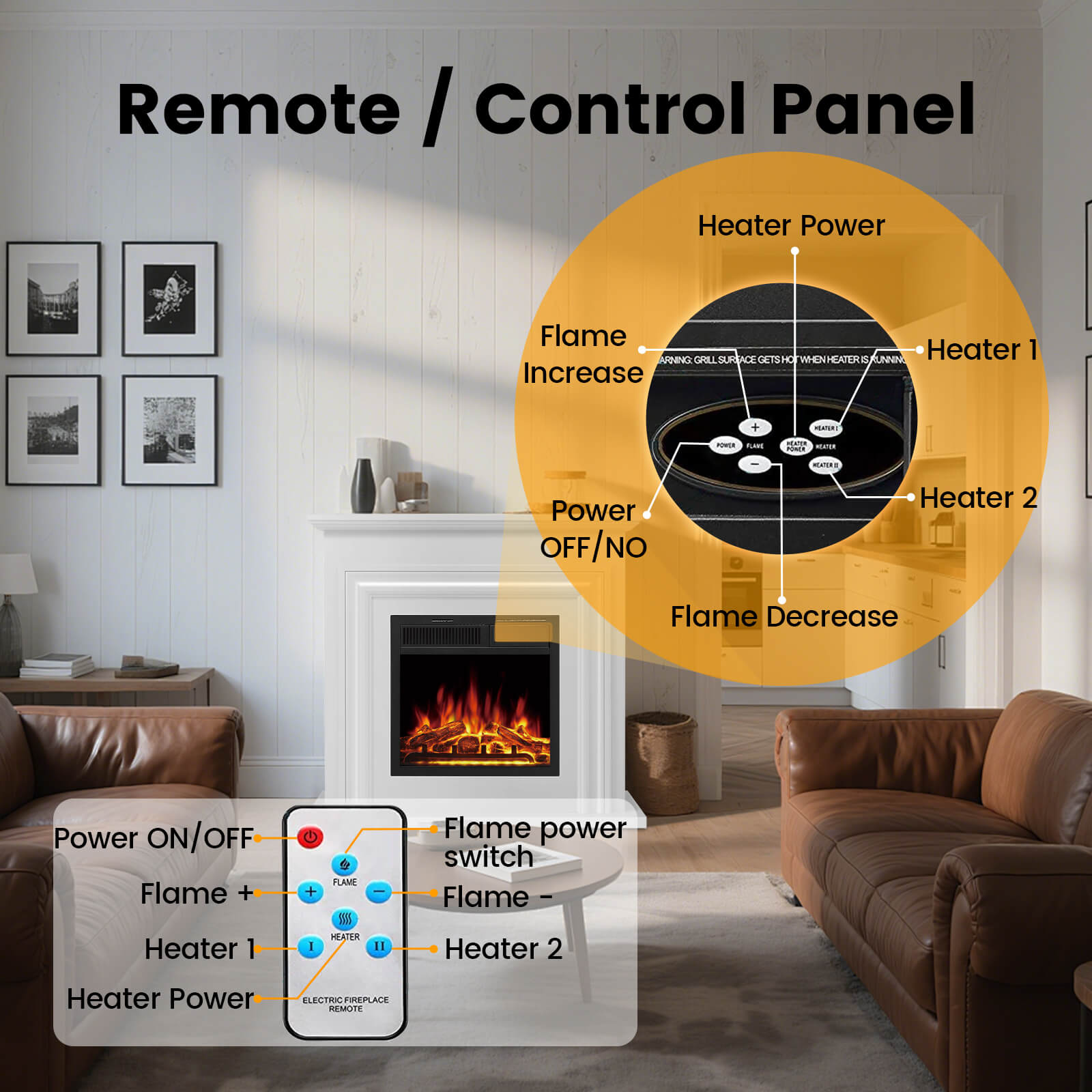 Cowsar 36" Electric Fireplace with Mantel Package 750W/1500W