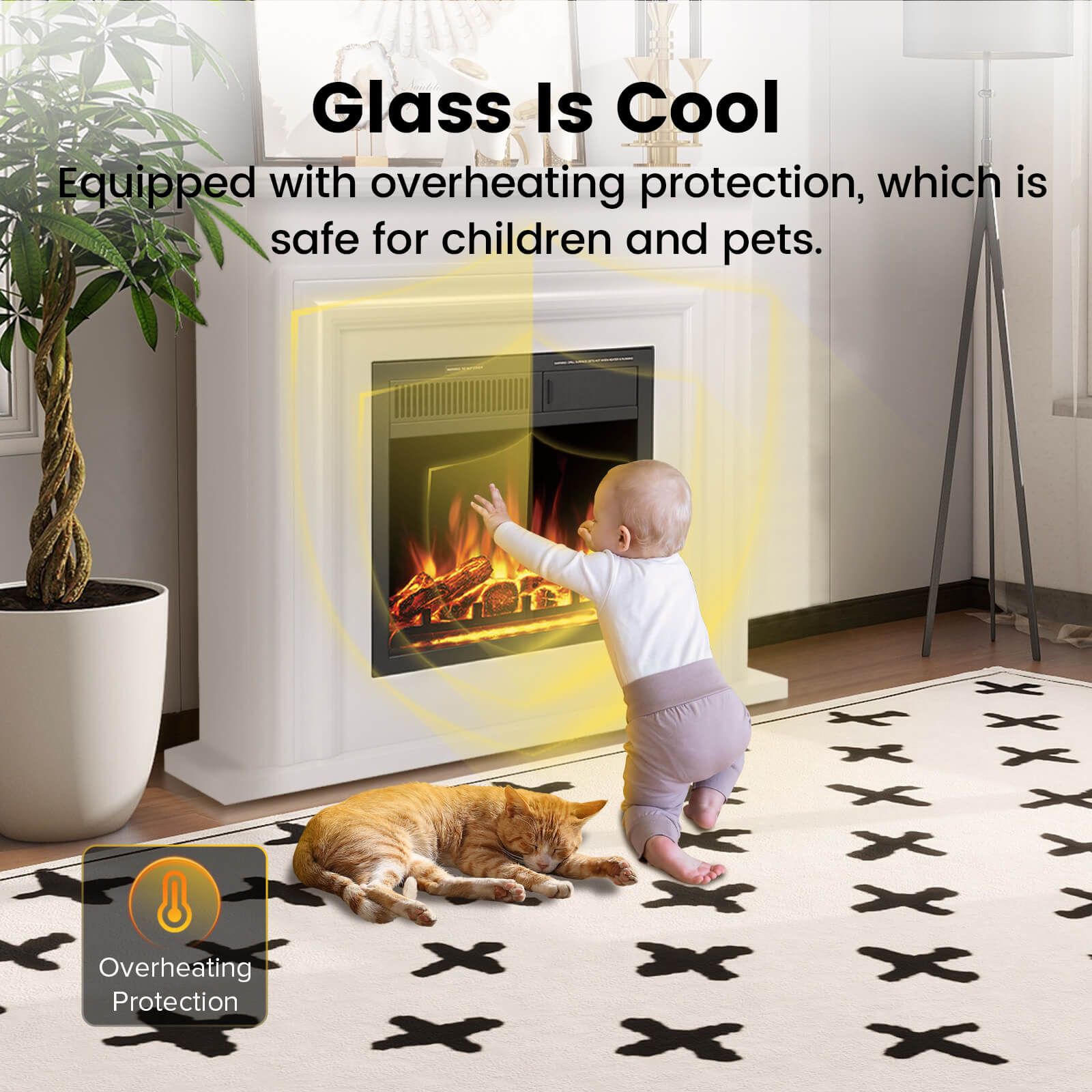 Cowsar 36" Electric Fireplace with Mantel Package 750W/1500W