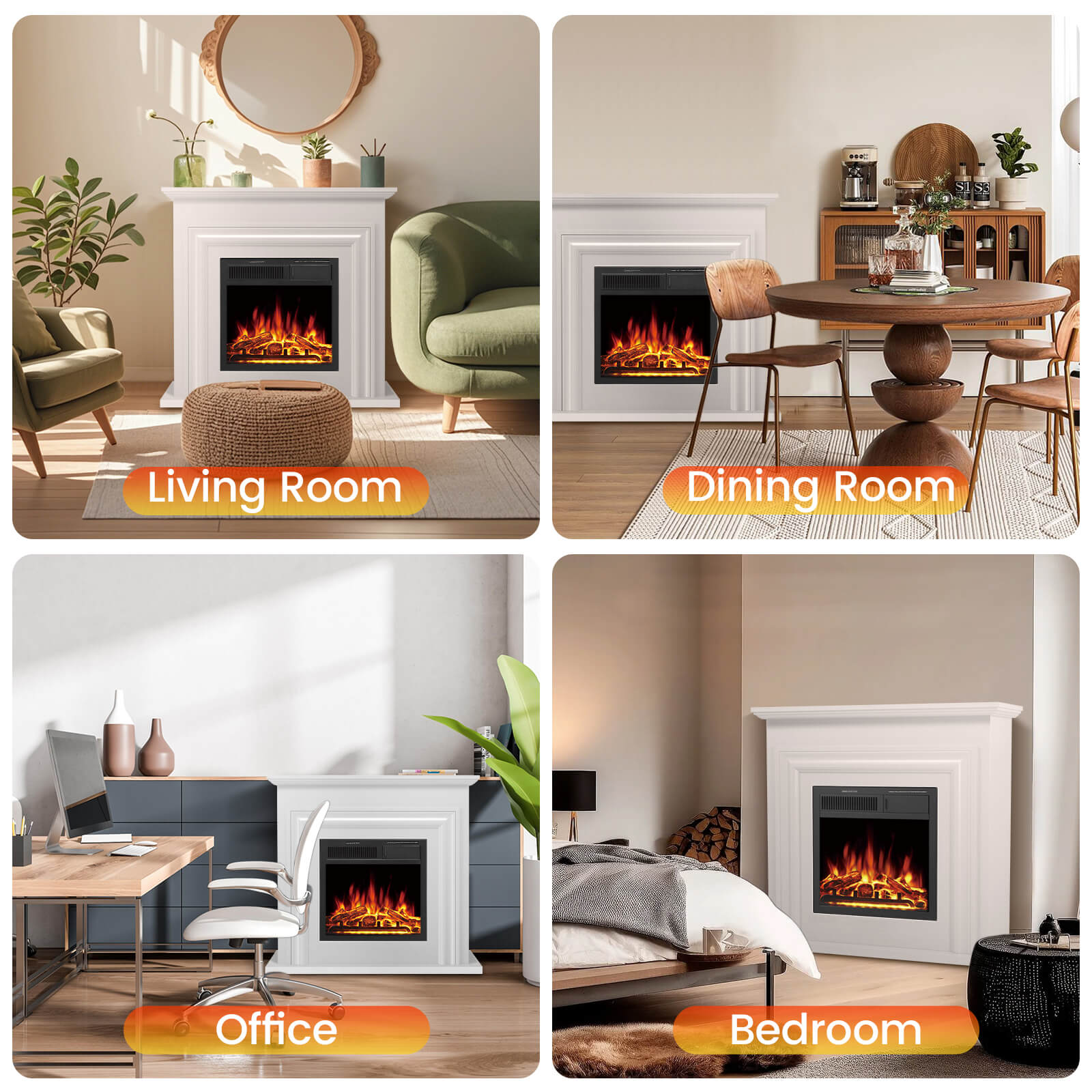 Cowsar 36" Electric Fireplace with Mantel Package 750W/1500W