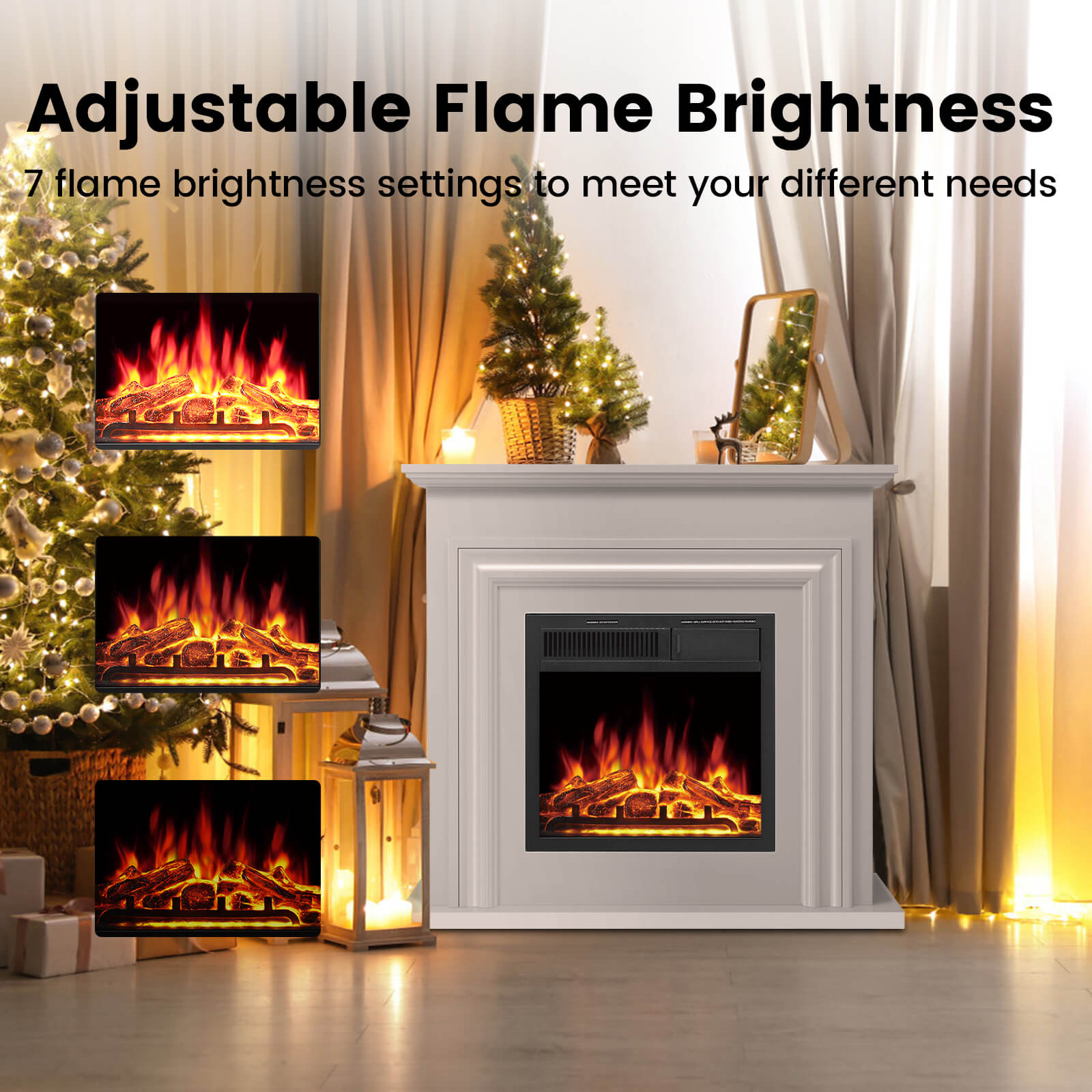 Cowsar 36" Electric Fireplace with Mantel Package 750W/1500W