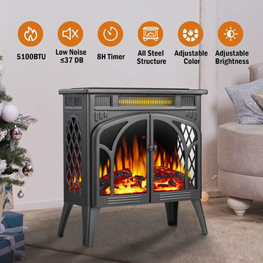 Electric Fireplace Stove Heater with 3D Logs