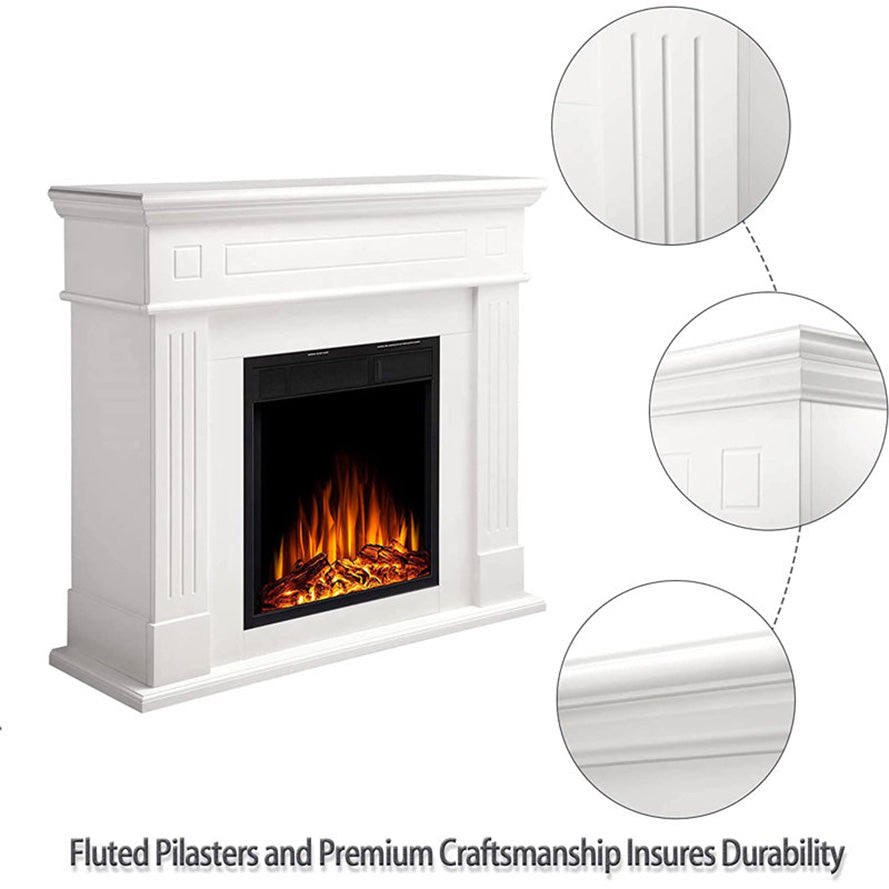 44-inch Corner Electric Fireplace with Mantel Shelf Kit