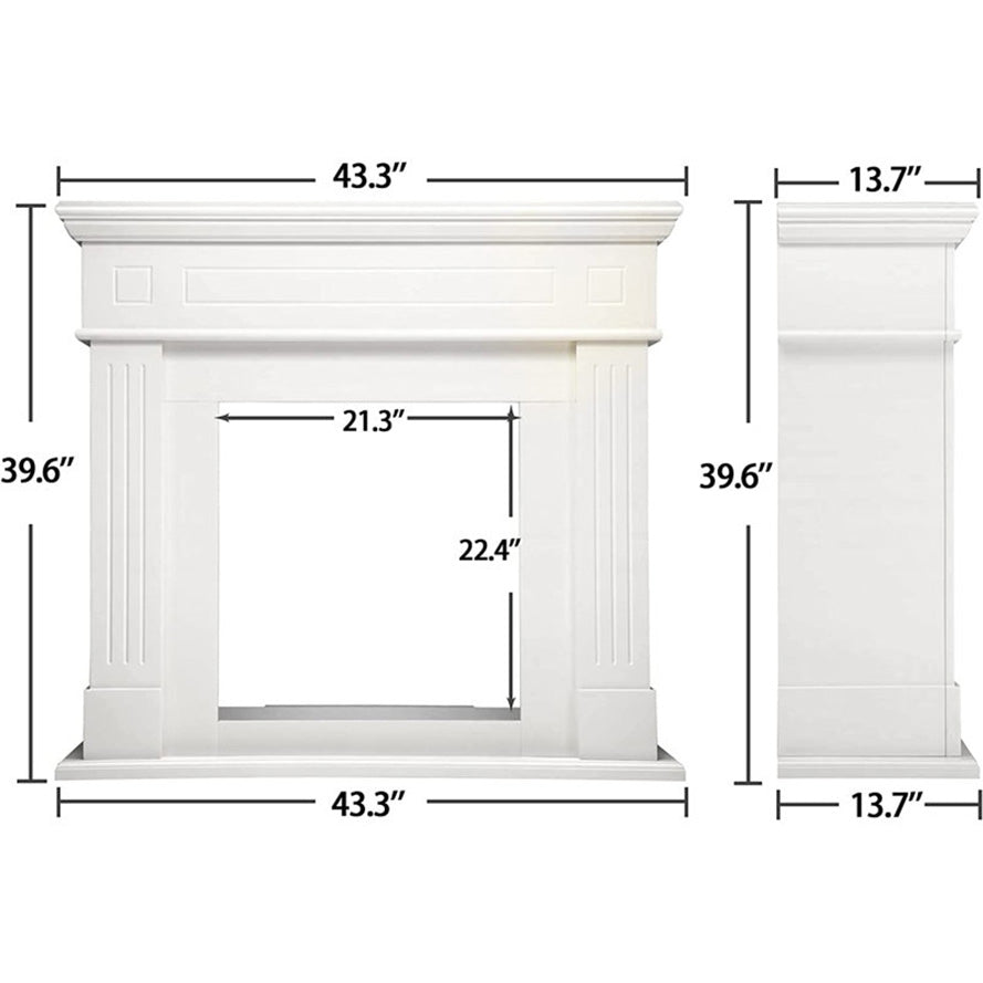 44-inch Corner Electric Fireplace with Mantel Shelf Kit