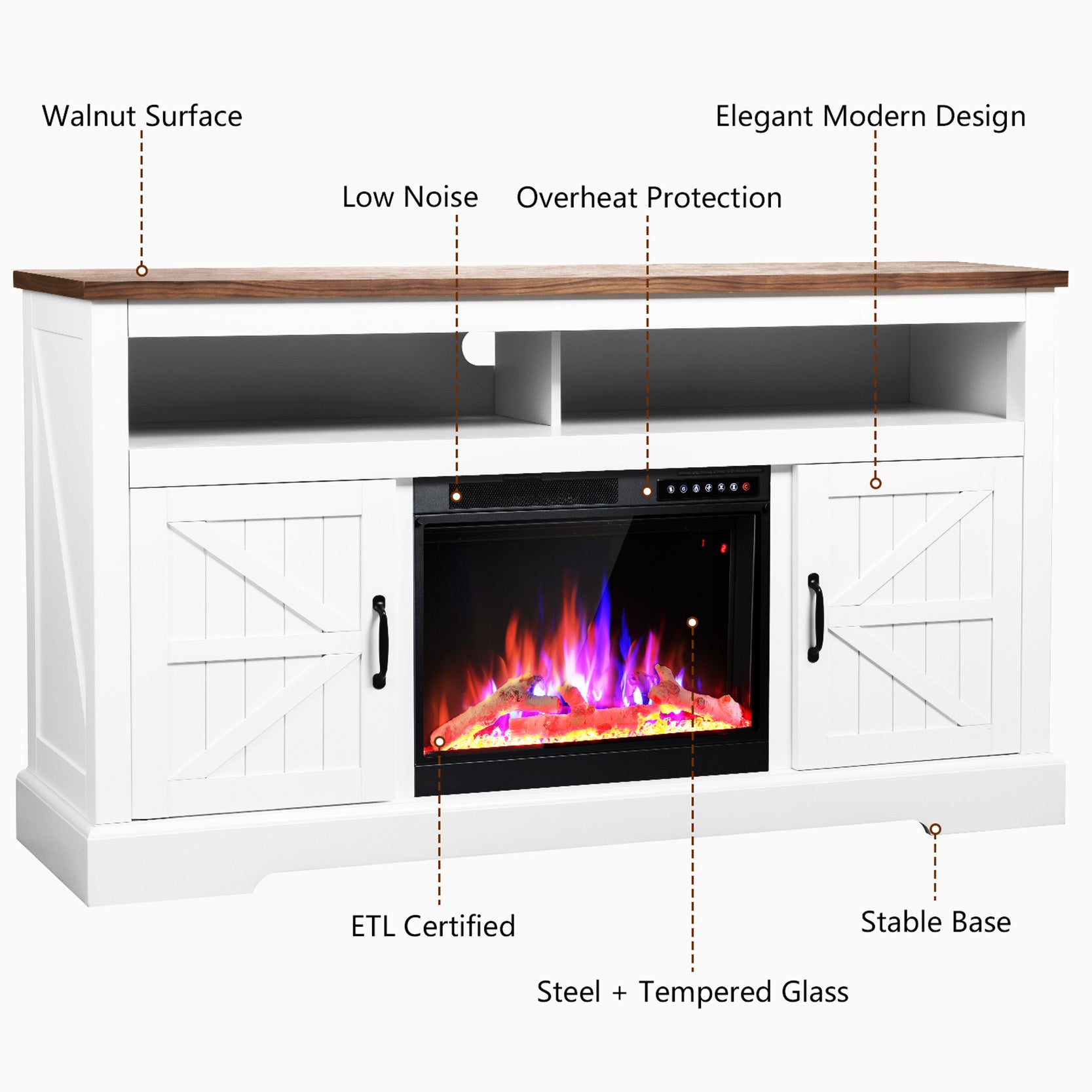 Electric Fireplace TV Stand 65 Inch
