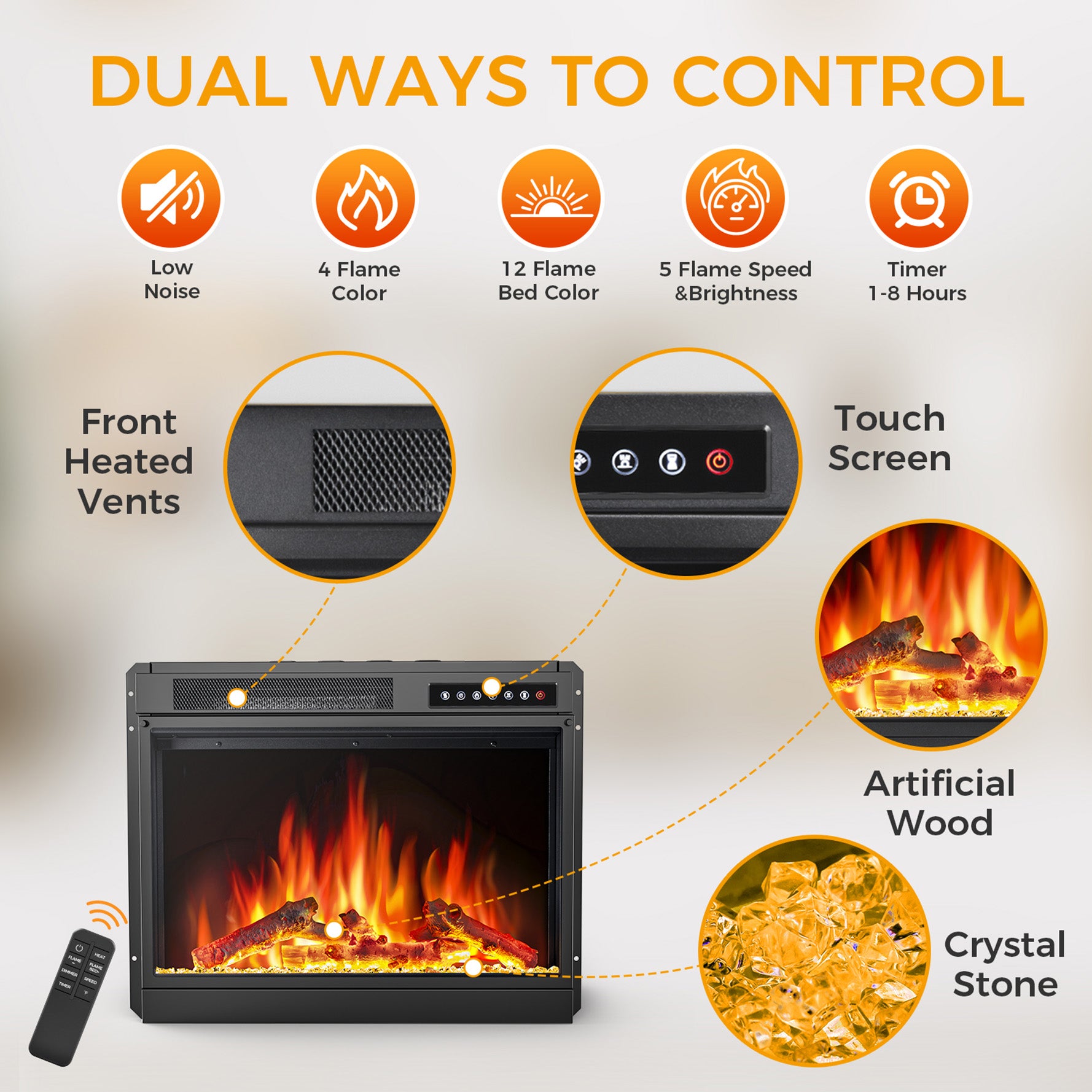 60'' Fireplace TV Stand Mantel Shelf Wooden Surround Fireplace Freestanding