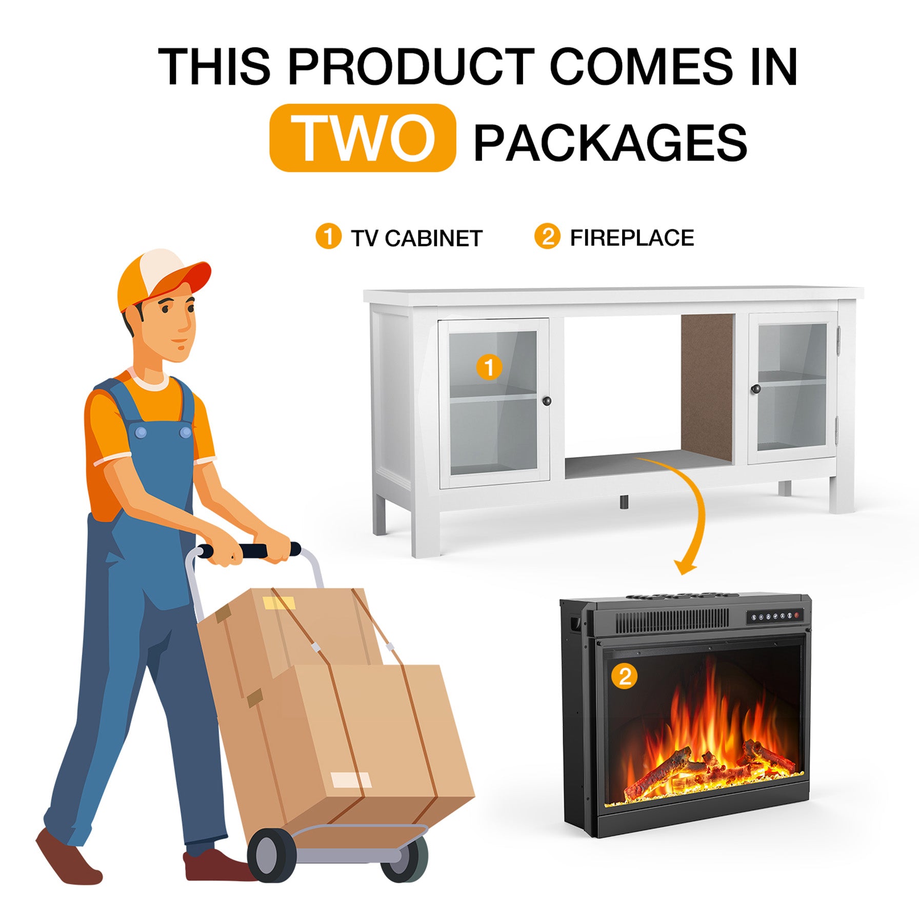 60'' Fireplace TV Stand Mantel Shelf Wooden Surround