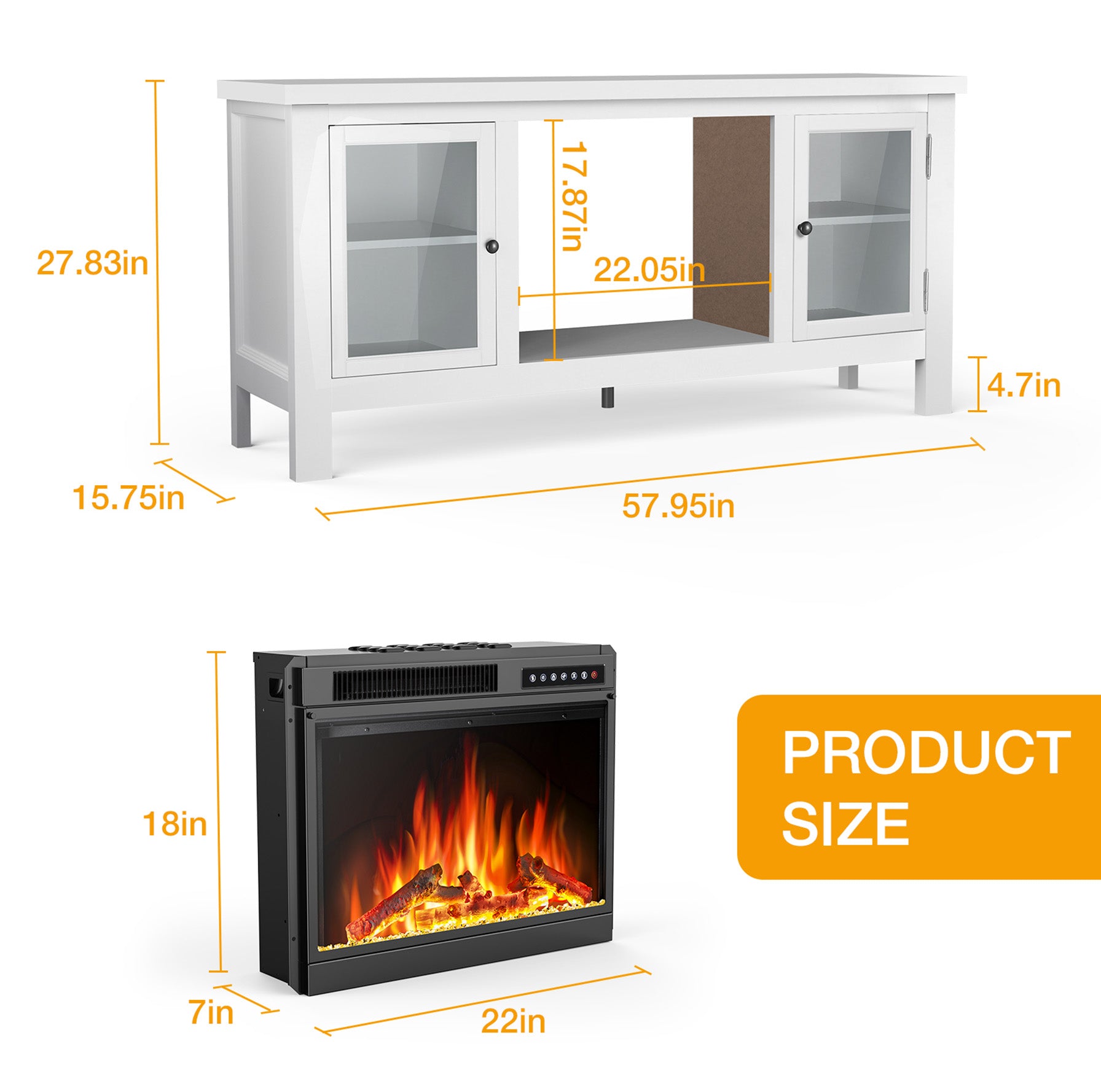 60'' Fireplace TV Stand Mantel Shelf Wooden Surround