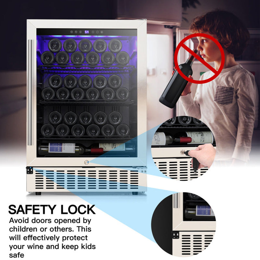 23.5'' W 46 Bottle & 156 Cans Single Zone Beverage Refrigerator Cooler