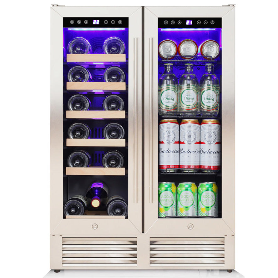 24'' Dual Zone Wine and Beverage Refrigerator Cooler with Security Locks