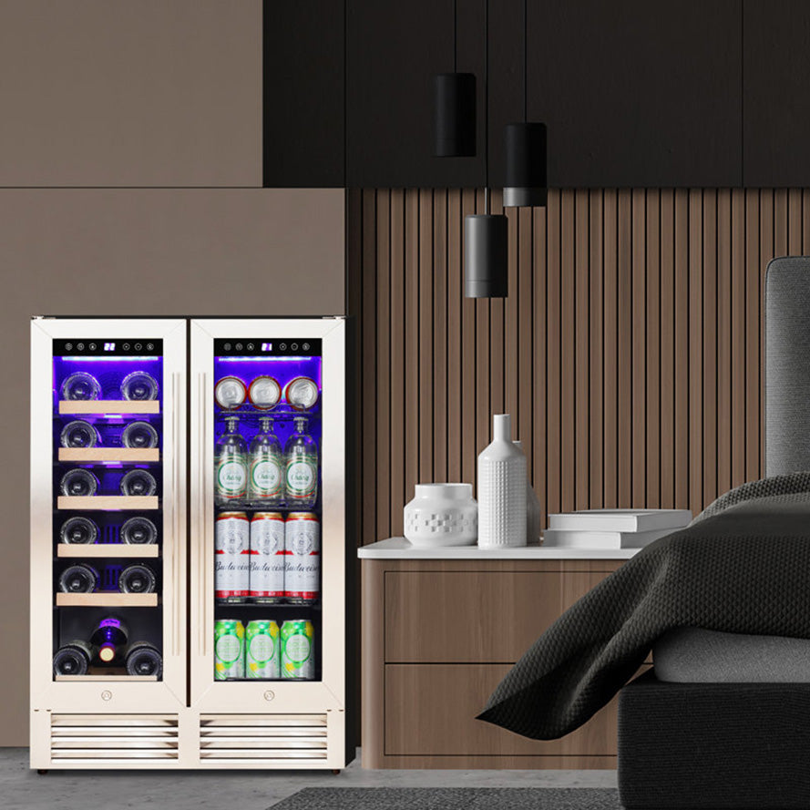 24'' Dual Zone Wine and Beverage Refrigerator Cooler with Security Locks
