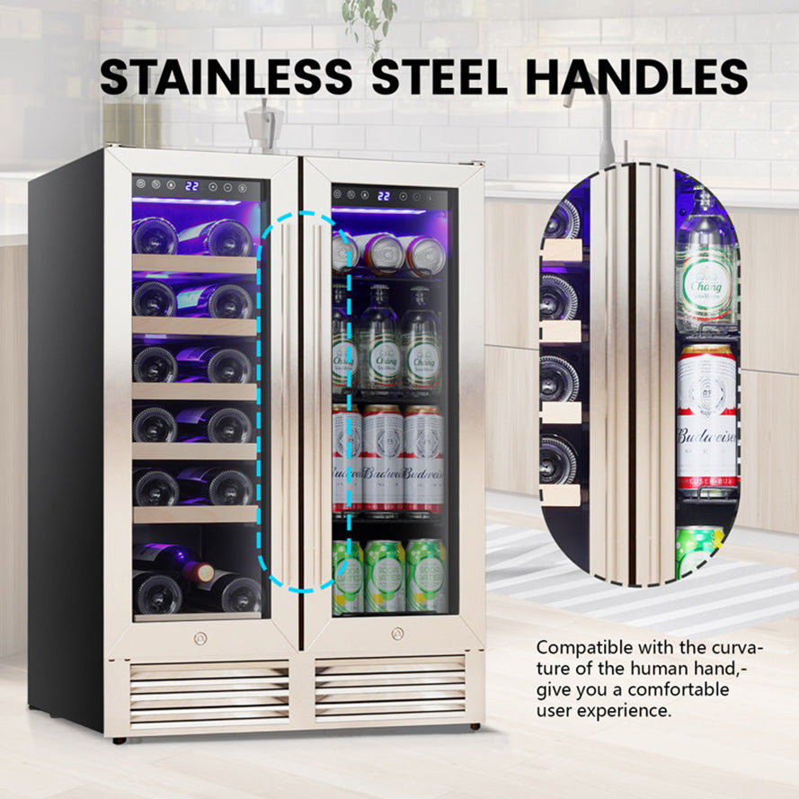 24'' Dual Zone Wine and Beverage Refrigerator Cooler with Security Locks