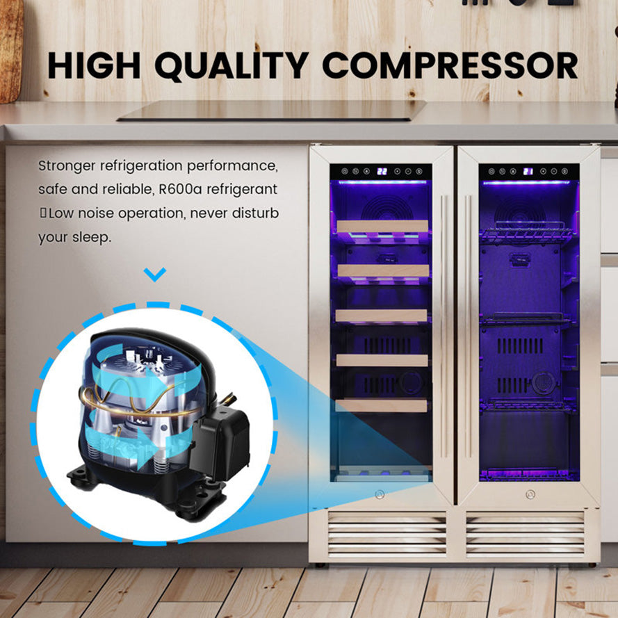 24'' Dual Zone Wine and Beverage Refrigerator Cooler with Security Locks